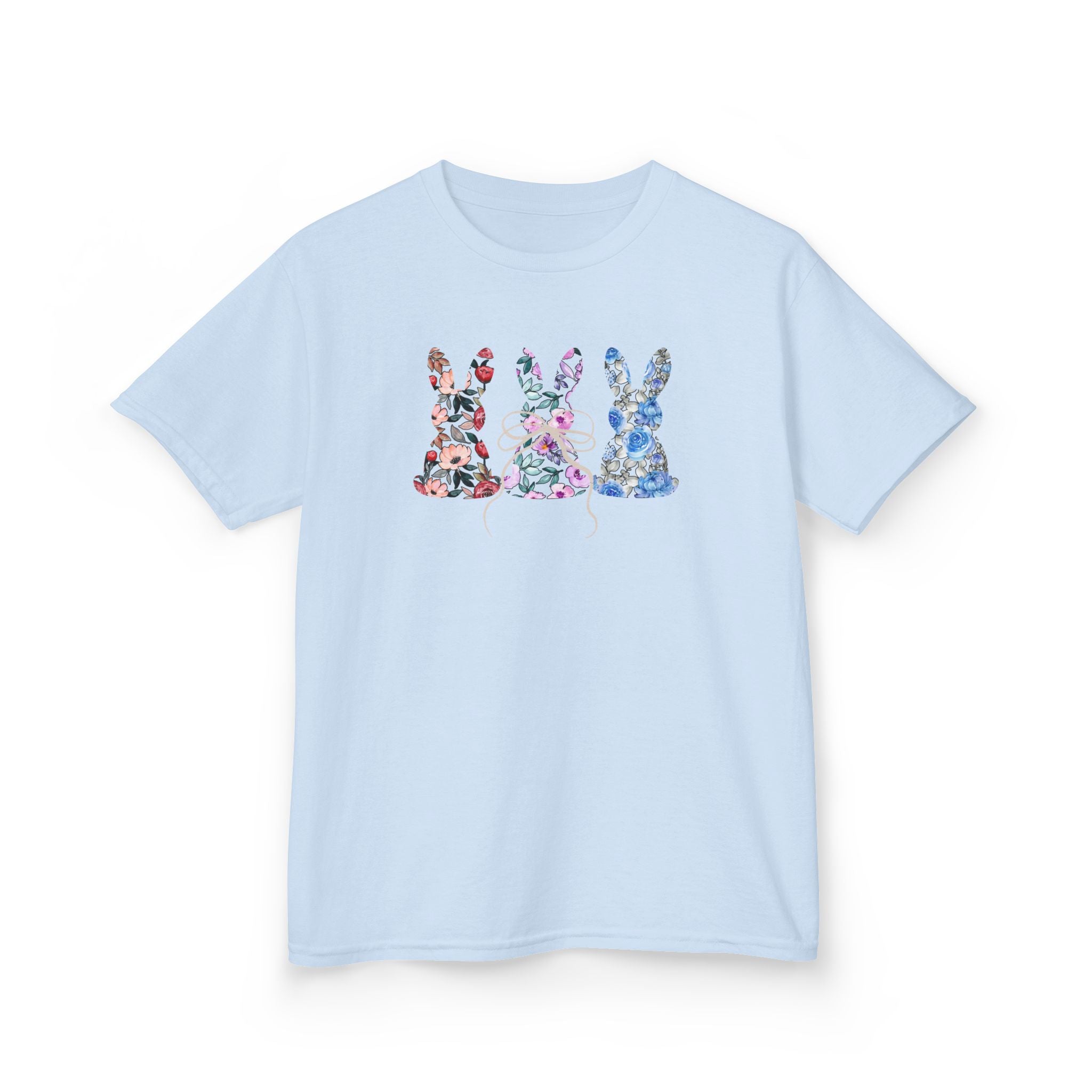 Kids Floral Bunny T-Shirt — Colorful Easter Rabbit Trio Tee