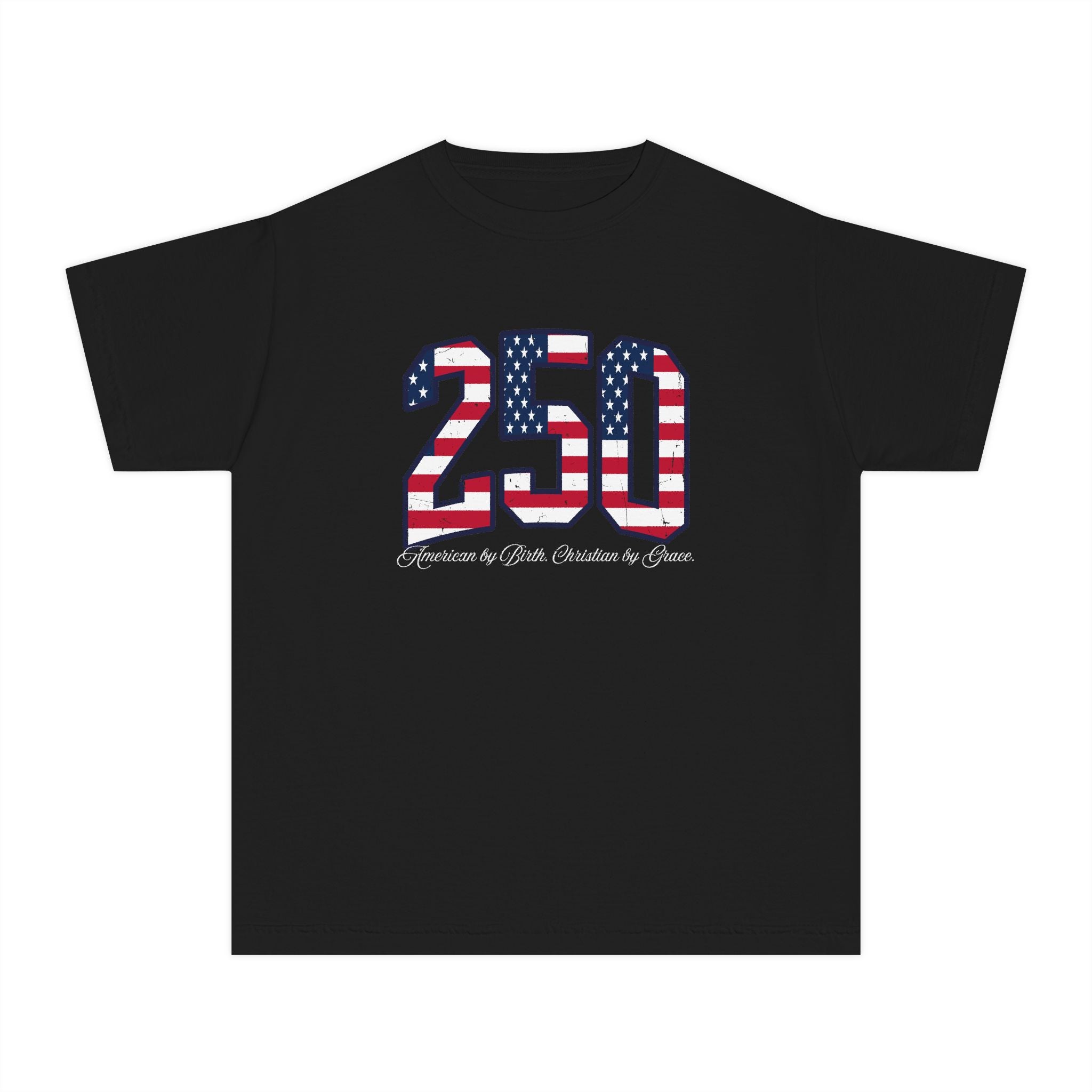 Youth Tee - "250" USA Flag Patriotic Design