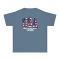 Youth USA Patriotic Tee — "Home of the Free Because of the Brave & the Savior"