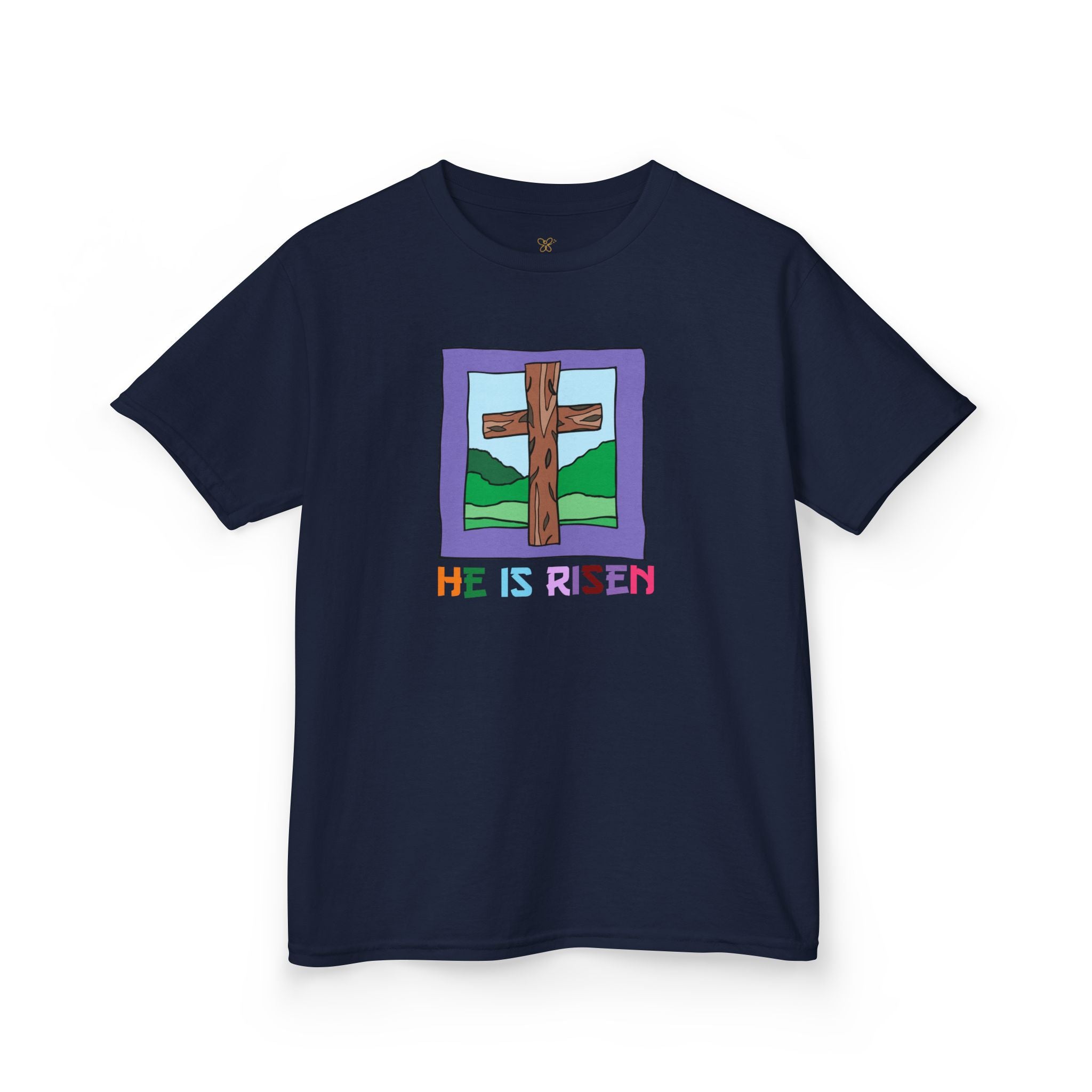Kids 'He Is Risen' Cross T-Shirt — Easter Christian Youth Tee
