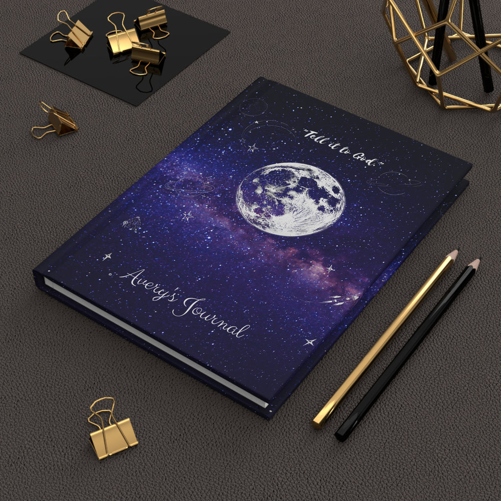 "Tell it to God" Personalized Prayer Diary- Purple Nebula Hardcover Journal