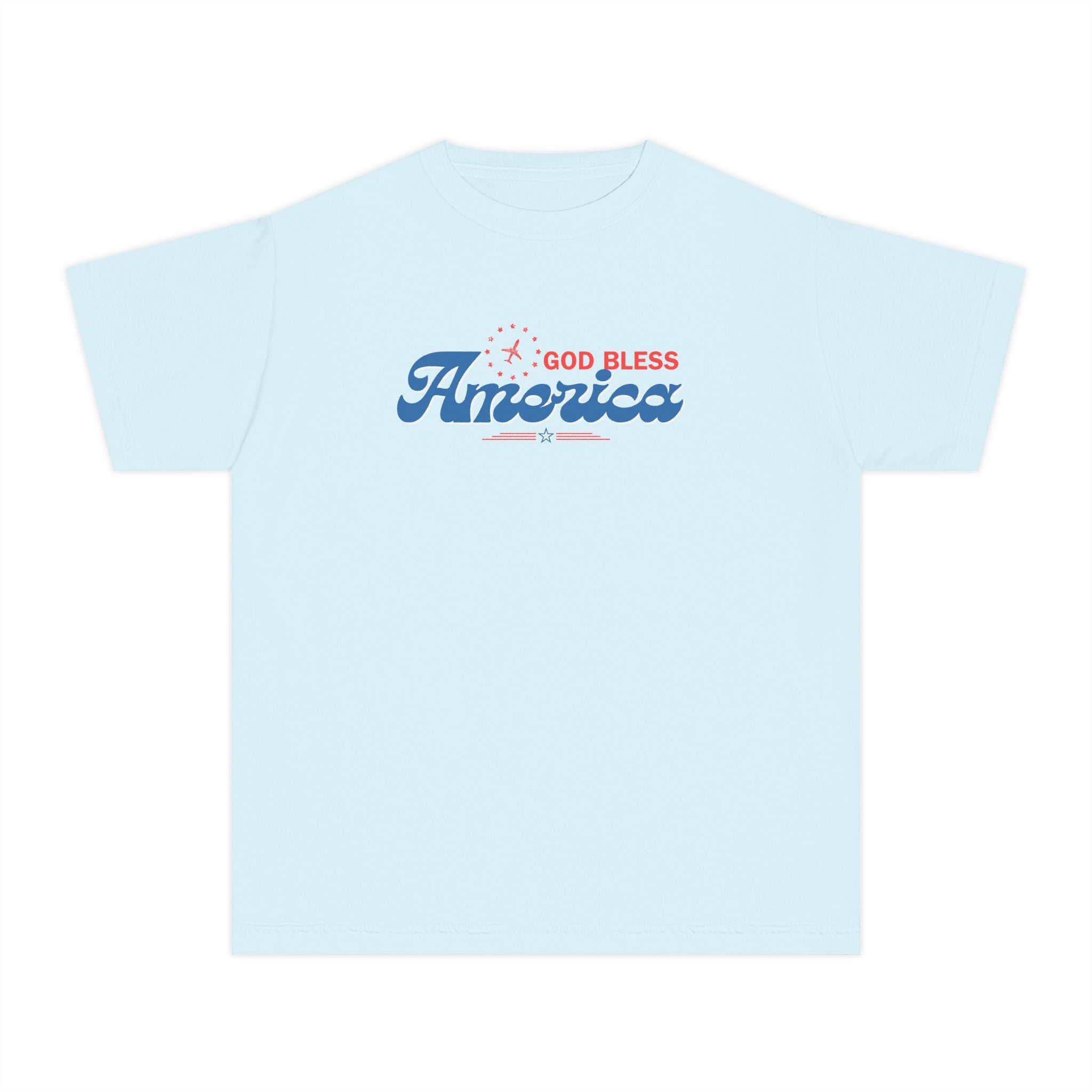 God Bless America Youth Tee - Patriotic Stars & Stripes Graphic Shirt