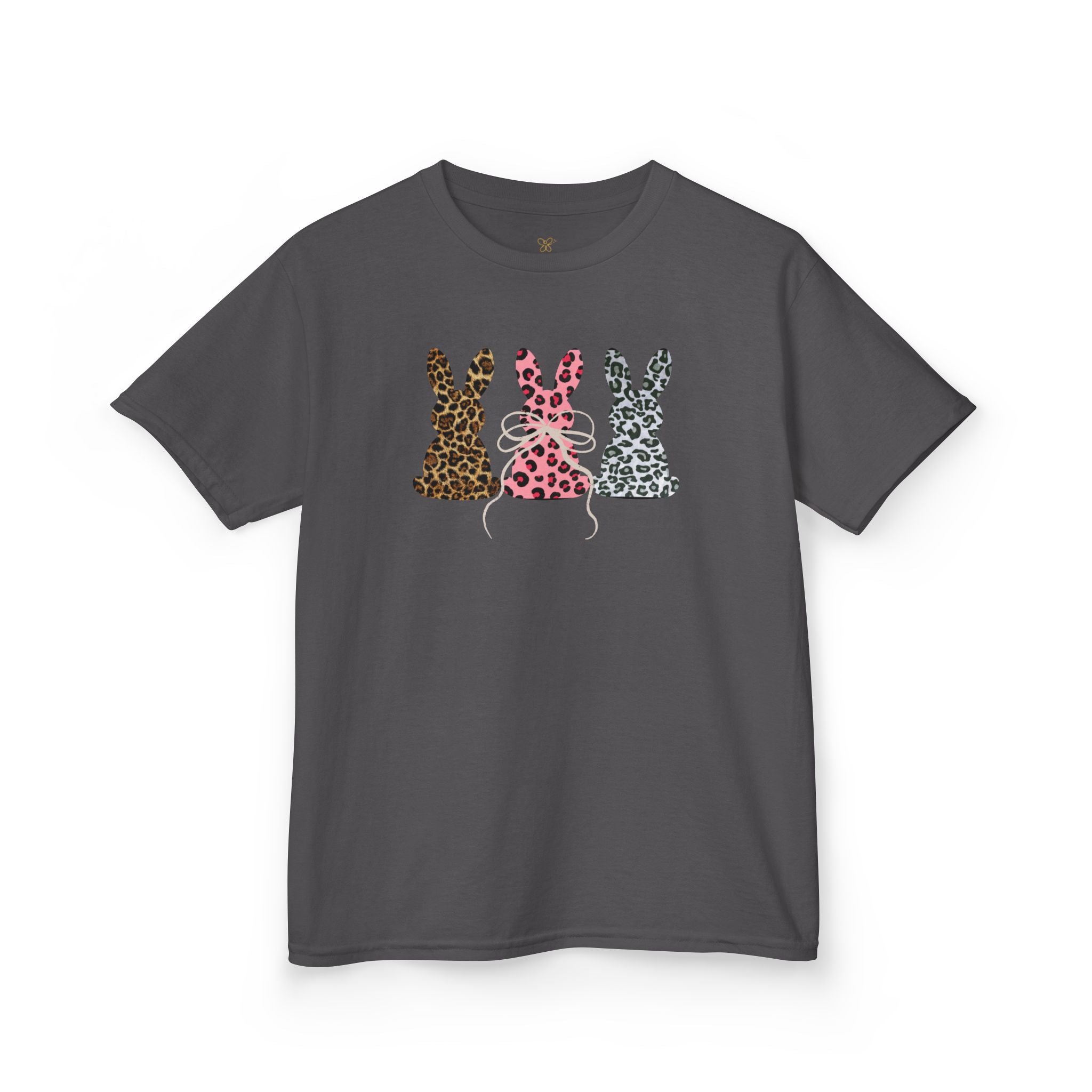 Kids Tee — Leopard Print Trio Bunny Easter Shirt