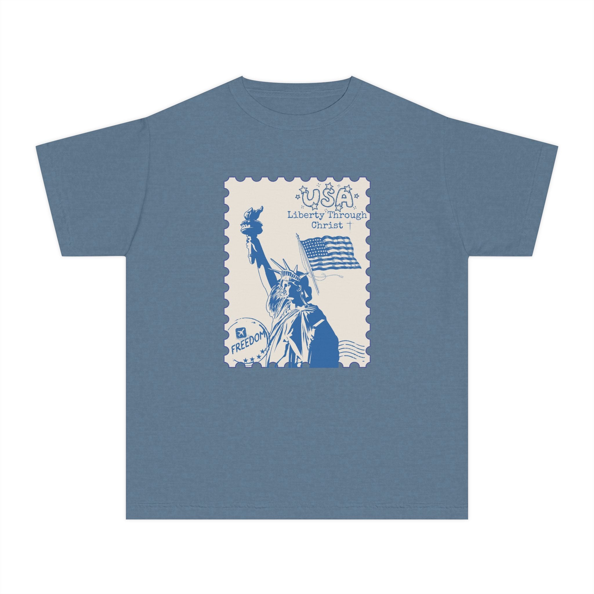 Youth Tee — Liberty Stamp Statue of Liberty Graphic (Freedom, USA)
