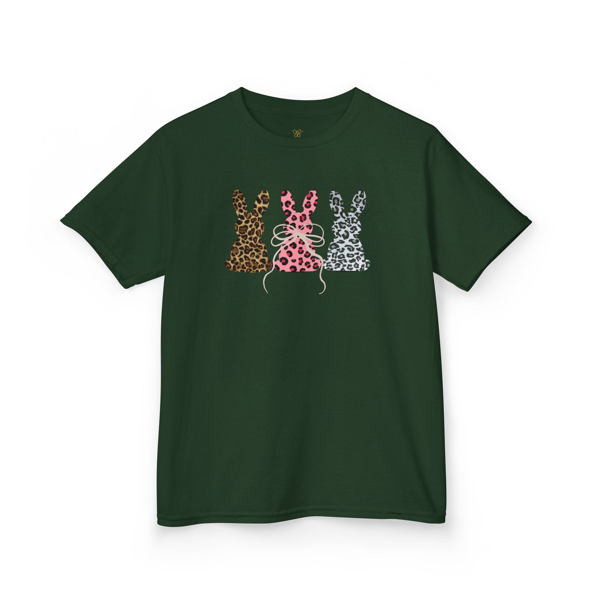 Kids Tee — Leopard Print Trio Bunny Easter Shirt