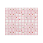 Pink Gingham Strawberry Throw Blanket — Cozy Velveteen Microfiber for Nursery, Picnic & Spring Décor