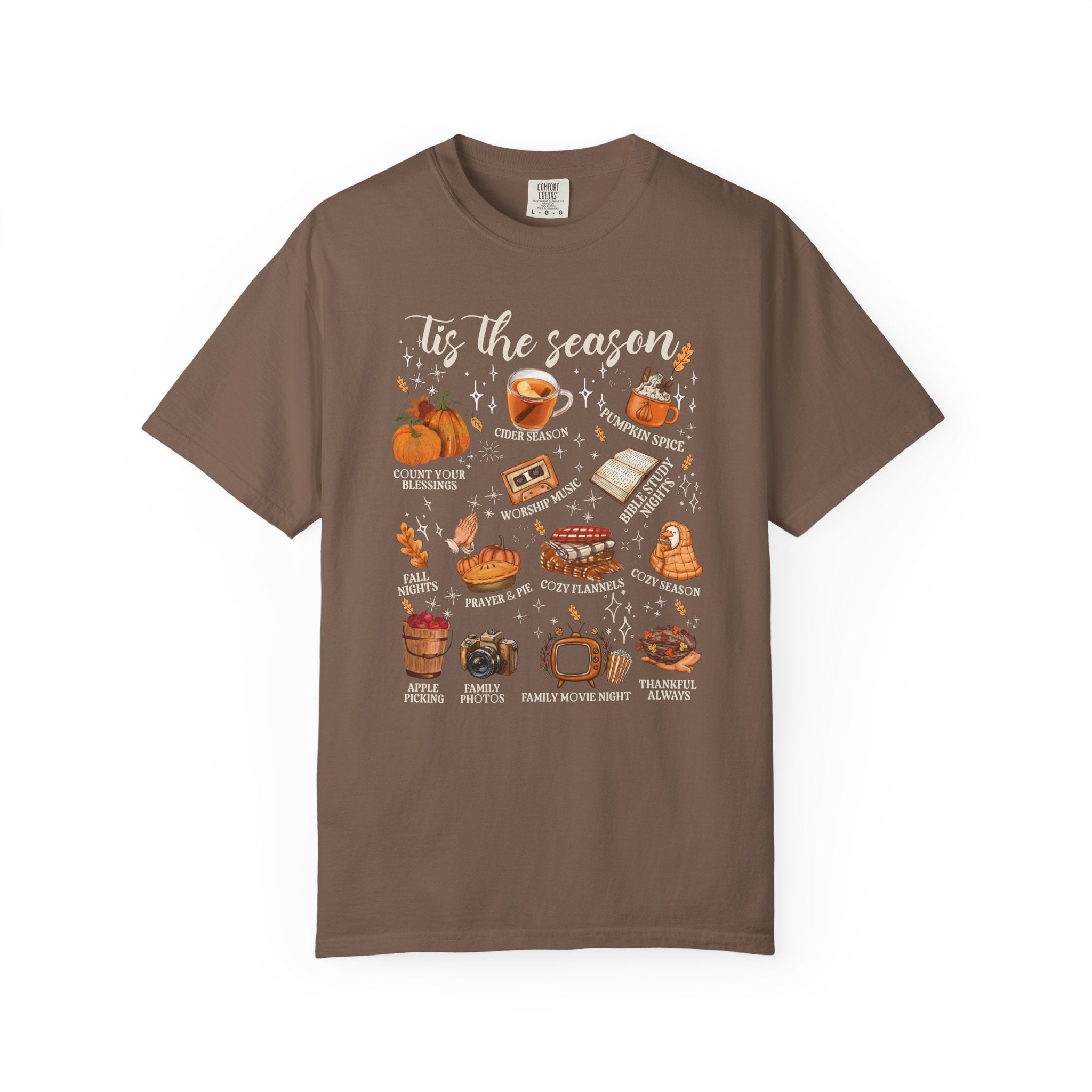 T-Shirt — "Tis the Season" Cozy Fall Icons Graphic Tee