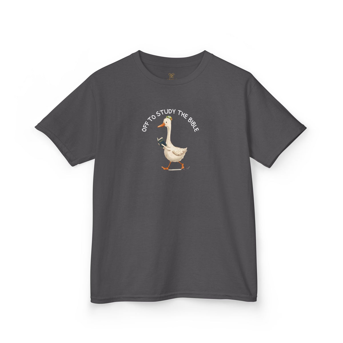 Kids T-Shirt - "Off to Study the Bible" Cute Goose Christian Tee for Sunday School & Church