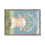 God's Little Lamb Woven Blanket | Lamb Nursery Throw, Personalized Name Option