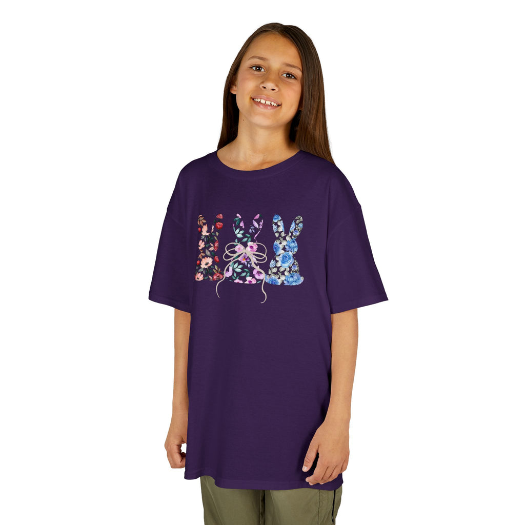 Kids Floral Bunny T-Shirt — Colorful Easter Rabbit Trio Tee