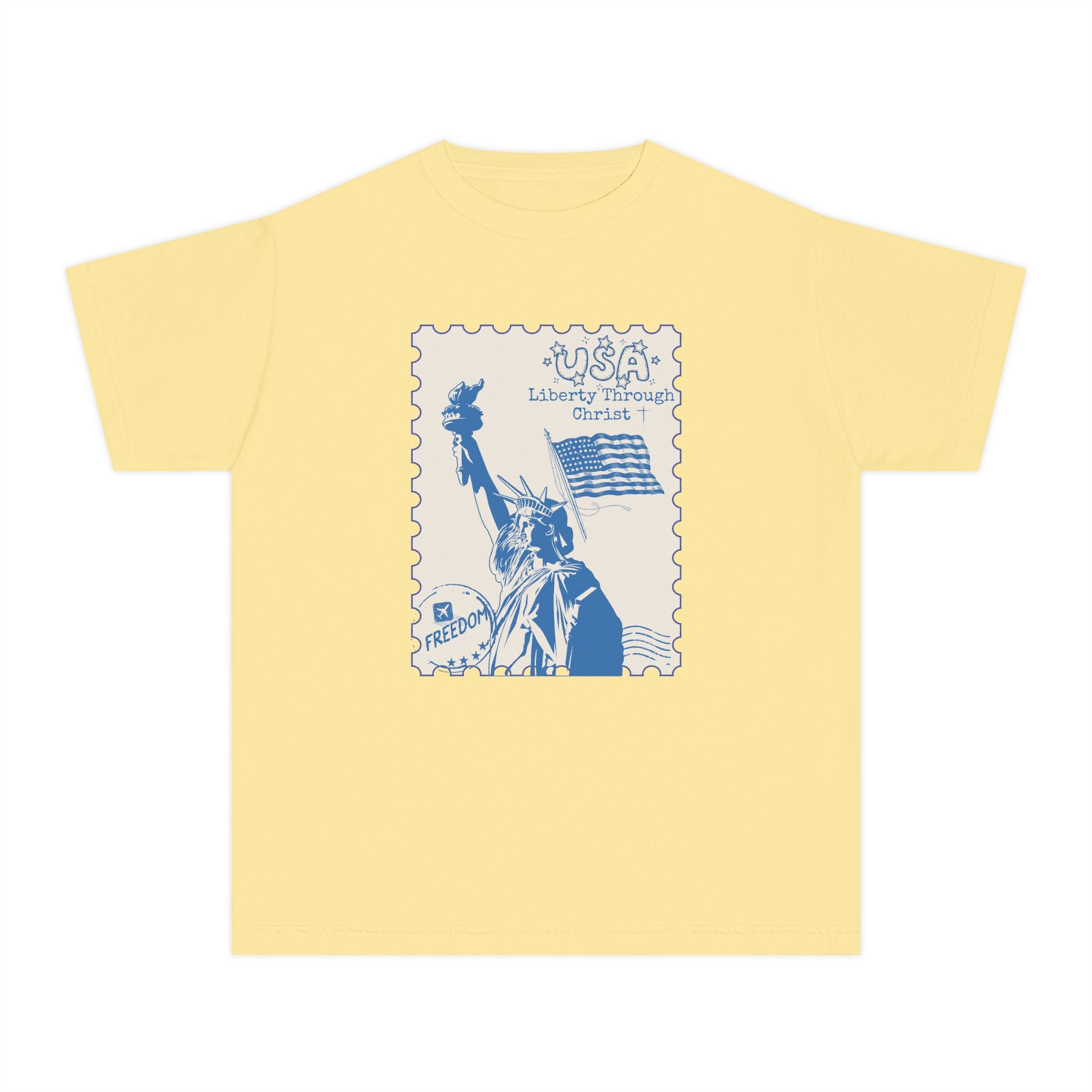 Youth Tee — Liberty Stamp Statue of Liberty Graphic (Freedom, USA)