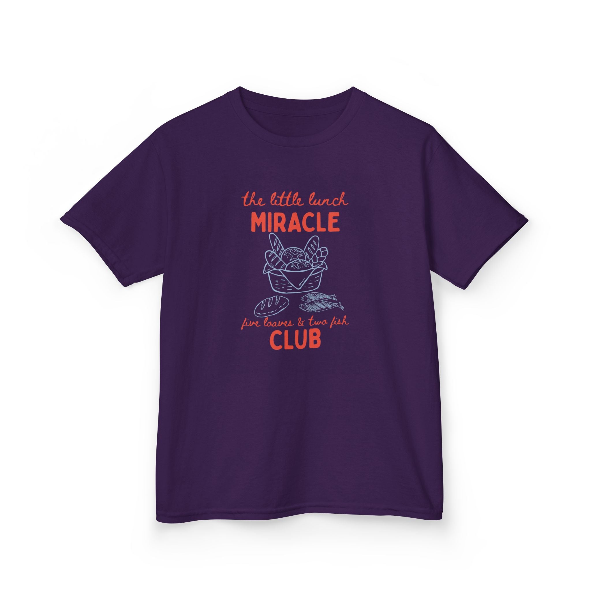 Retro "The Little Lunch Miracle" Kids Christian T-Shirt | 5 Loaves and 2 Fish Bible Story Tee