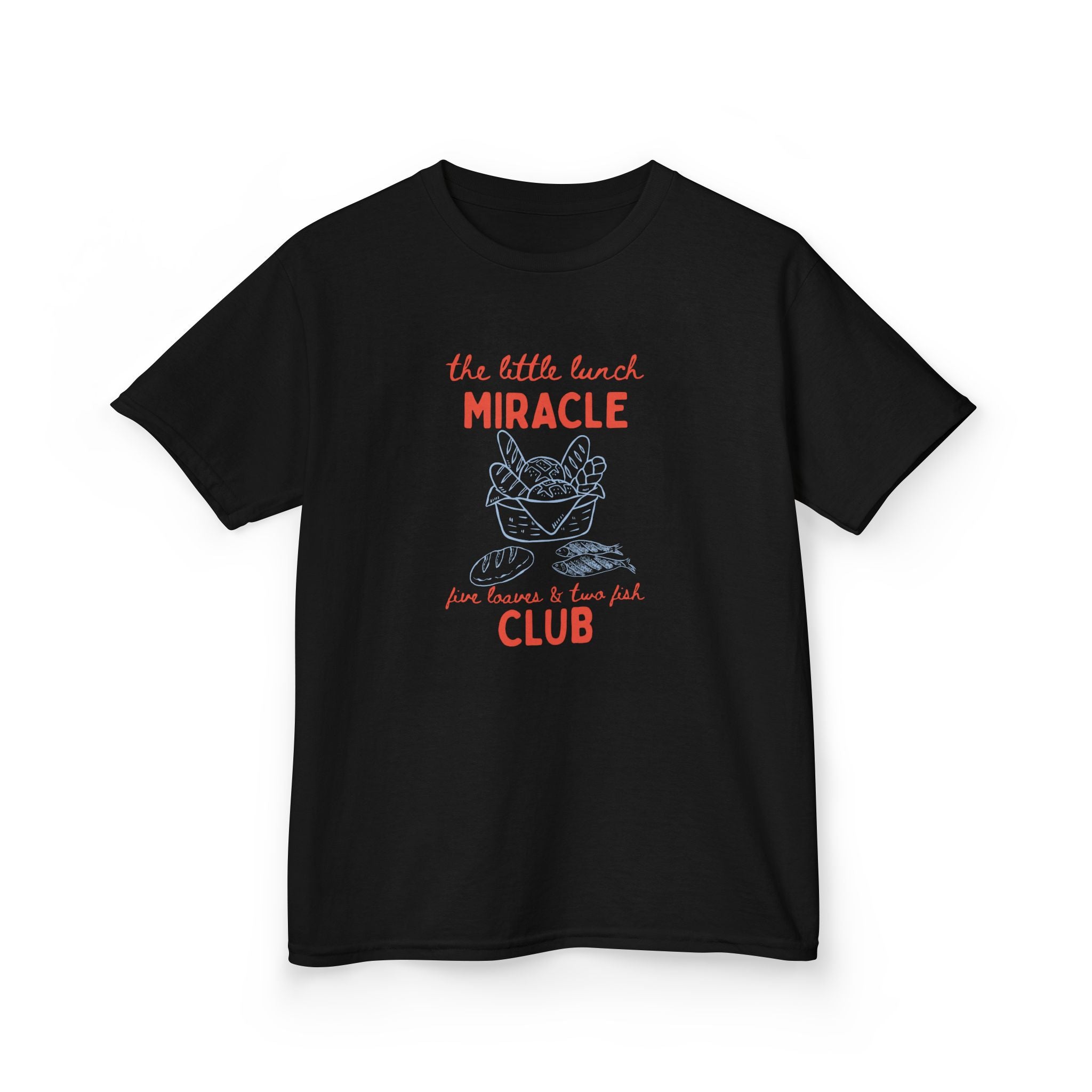 Retro "The Little Lunch Miracle" Kids Christian T-Shirt | 5 Loaves and 2 Fish Bible Story Tee
