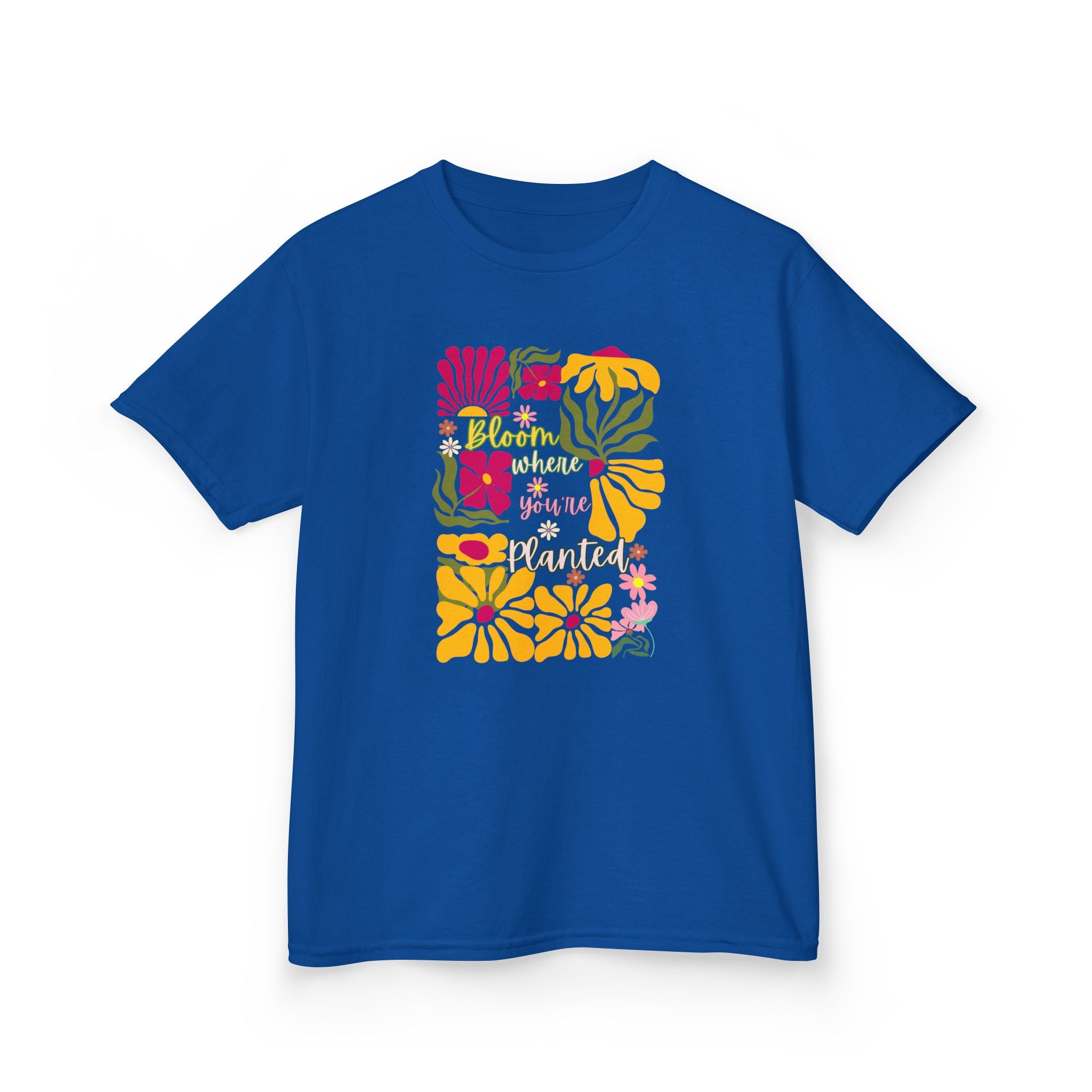 Kids T‑Shirt — "Bloom Where You're Planted" Floral Graphic Tee
