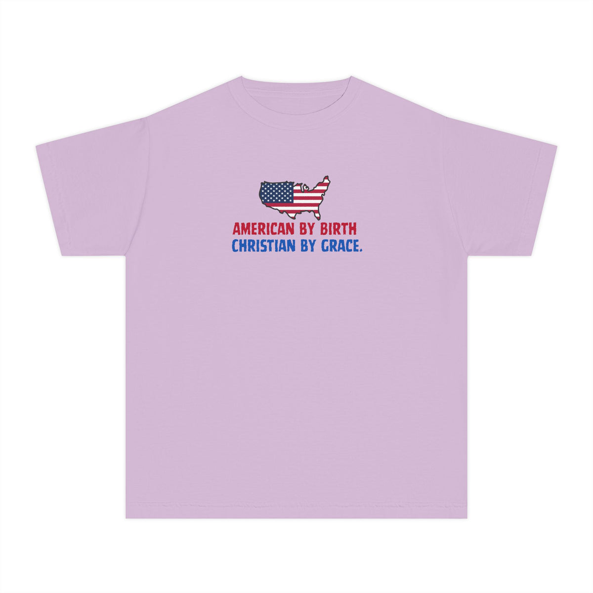 Youth Tee — "American by Birth, Christian by Grace" Flag Design