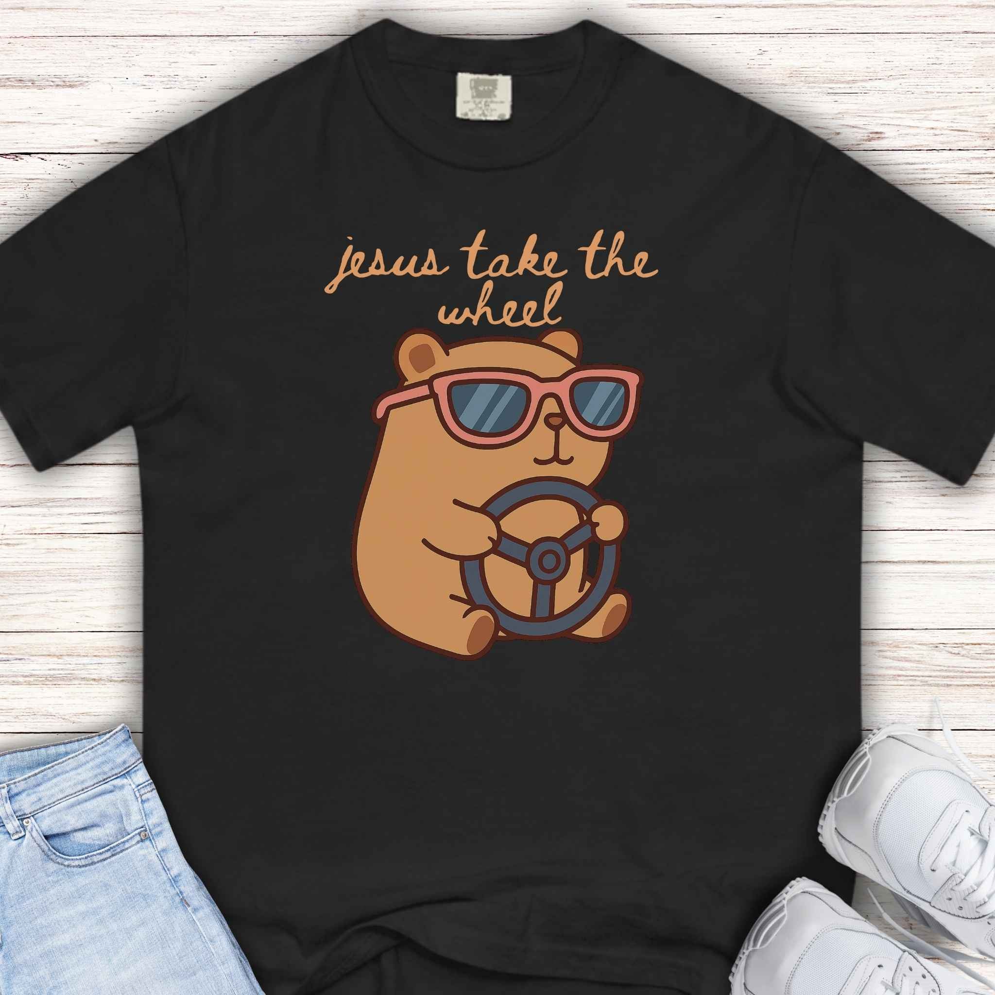 Youth Tee — 'Jesus Take the Wheel' Capybara