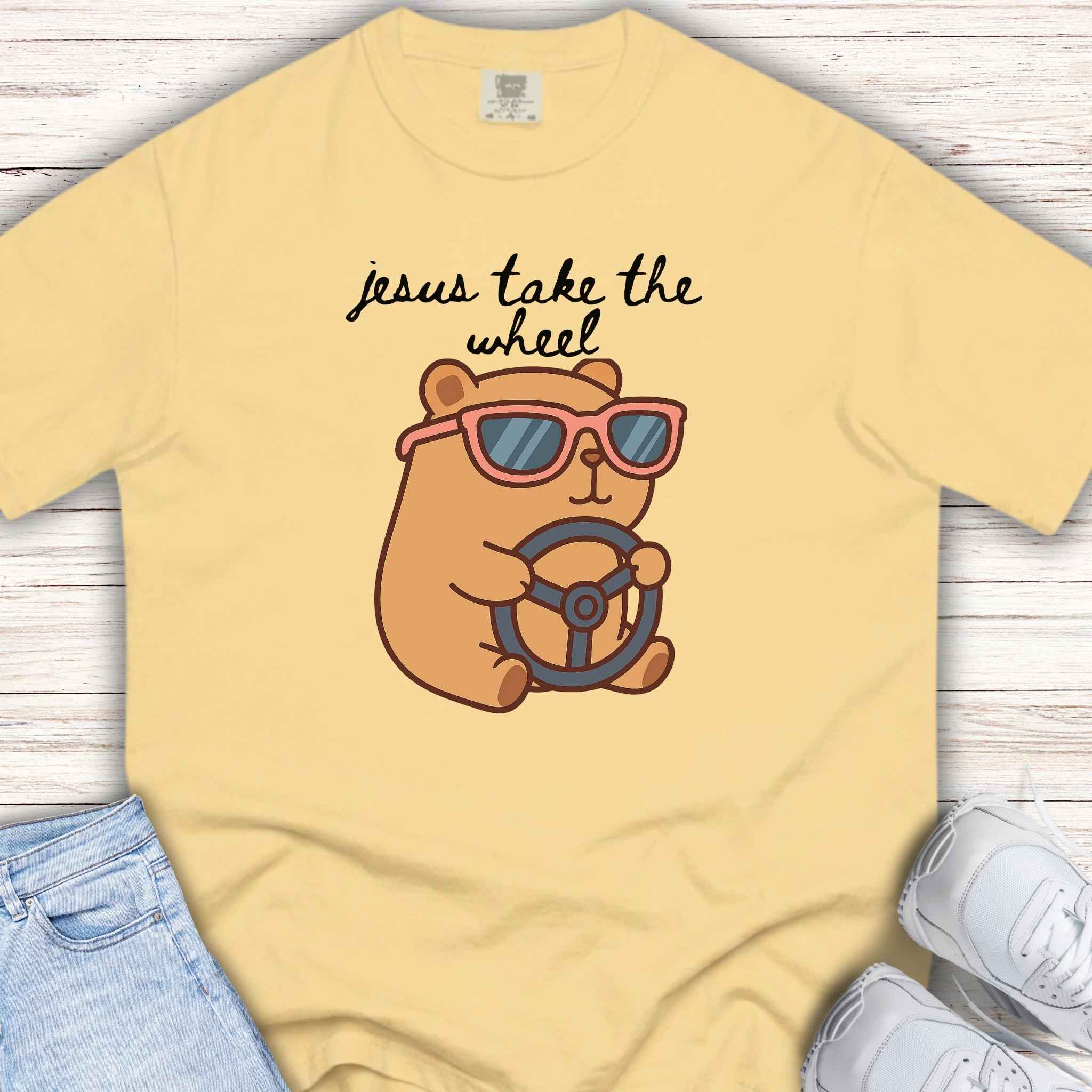 Youth Tee — 'Jesus Take the Wheel' Capybara