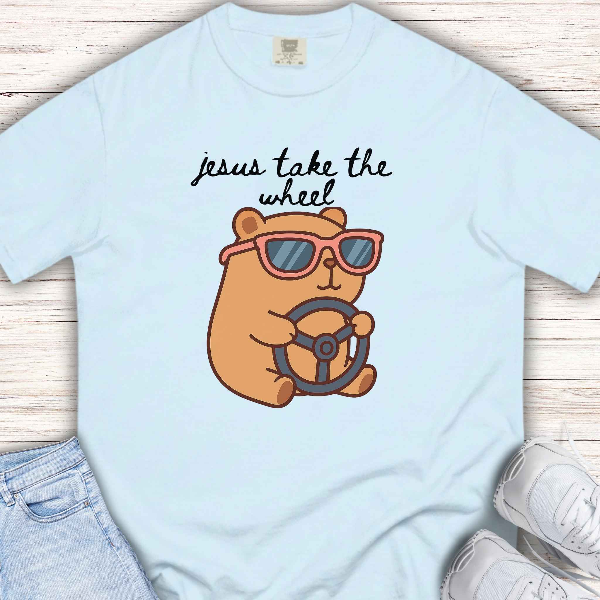 Youth Tee — 'Jesus Take the Wheel' Capybara