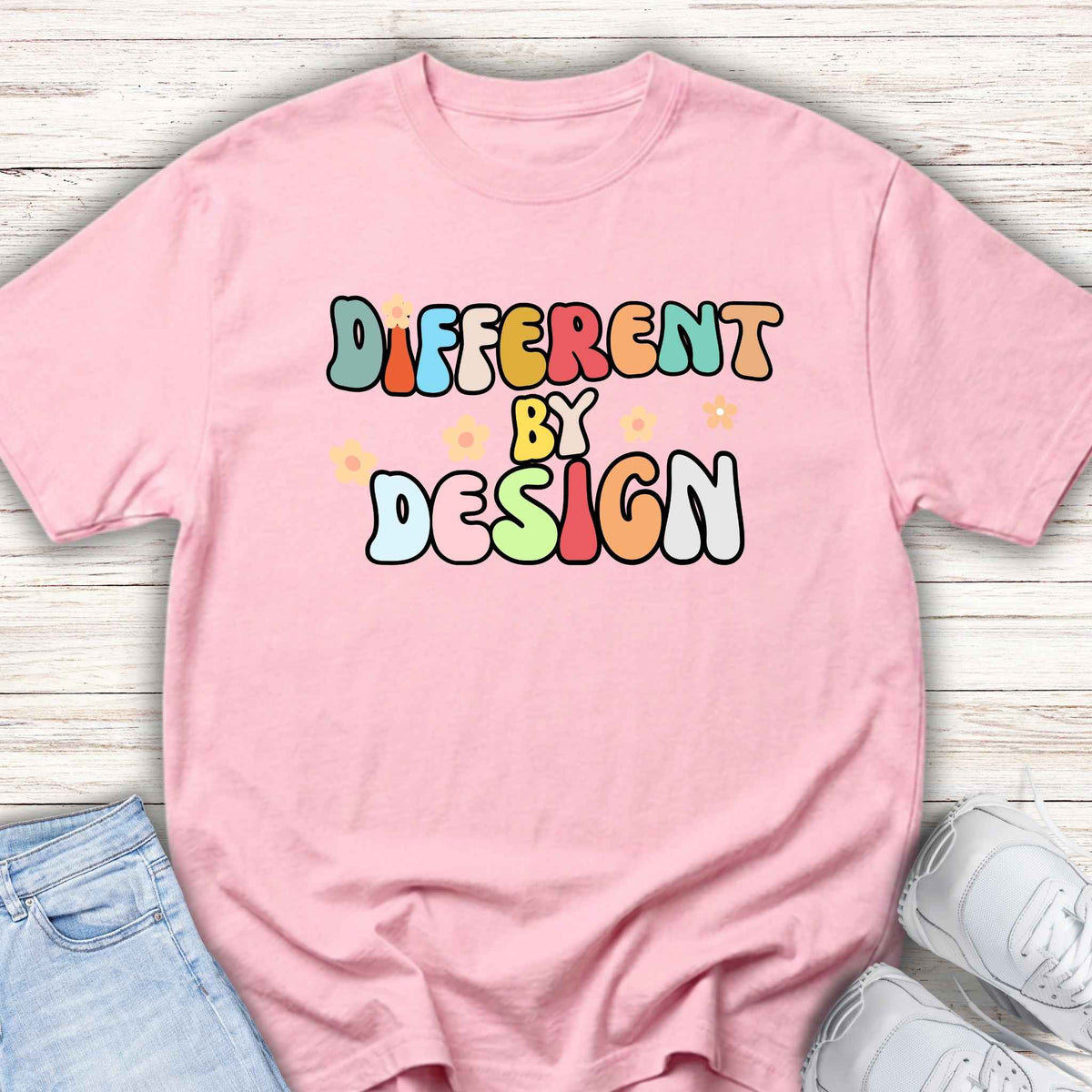 Youth T-Shirt — "Different by Design" Colorful Retro Kids Tee