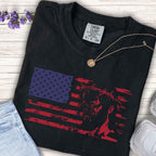 Youth Tee-American Flag with Jesus Christ and crown of thorns
