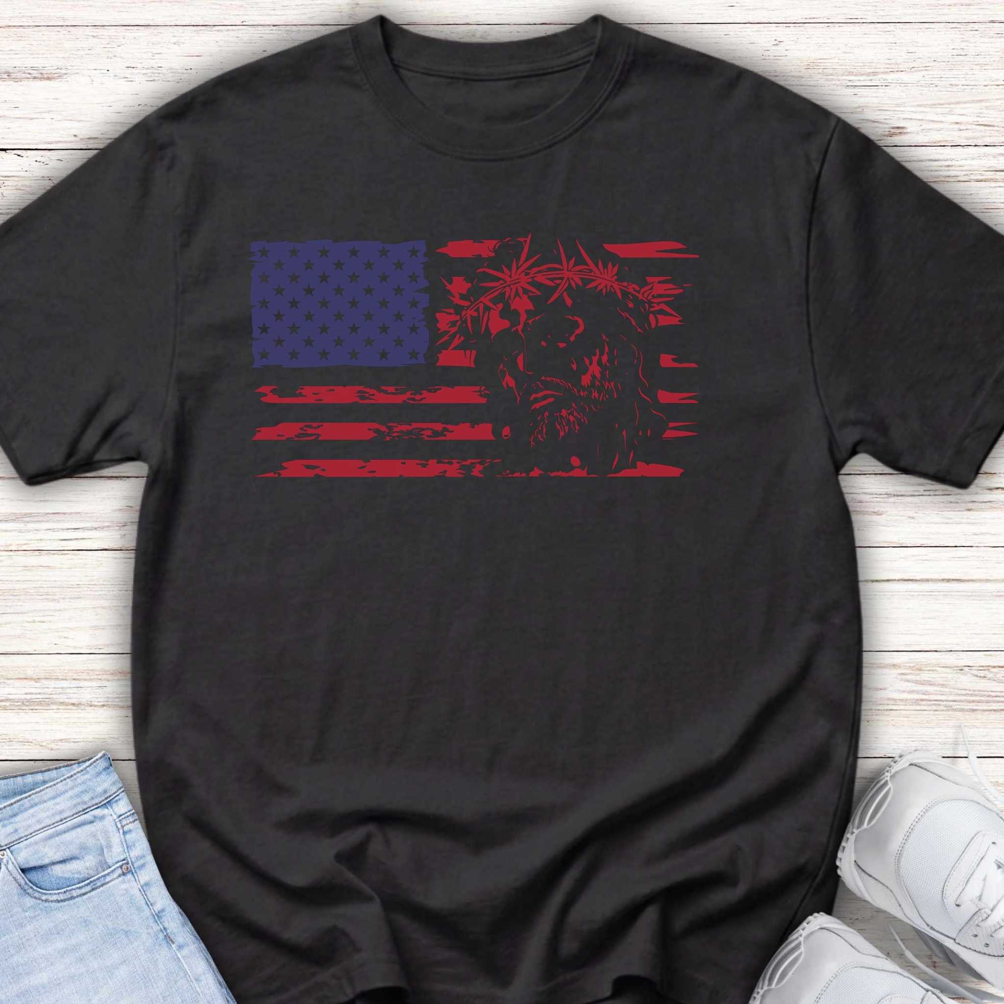 Youth American Flag Tee with Jesus Christ and crown of thorns