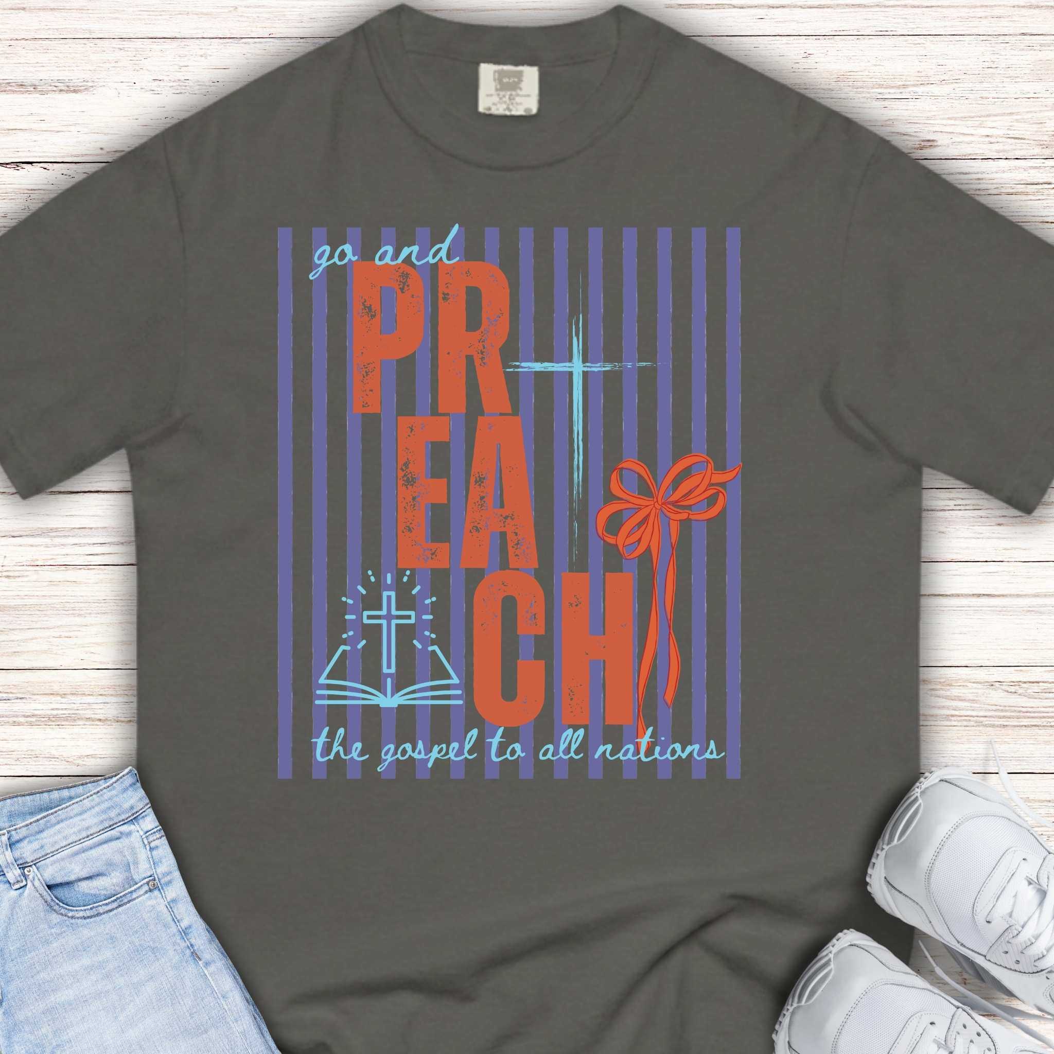 Go and preach the Gospel purple striped tee