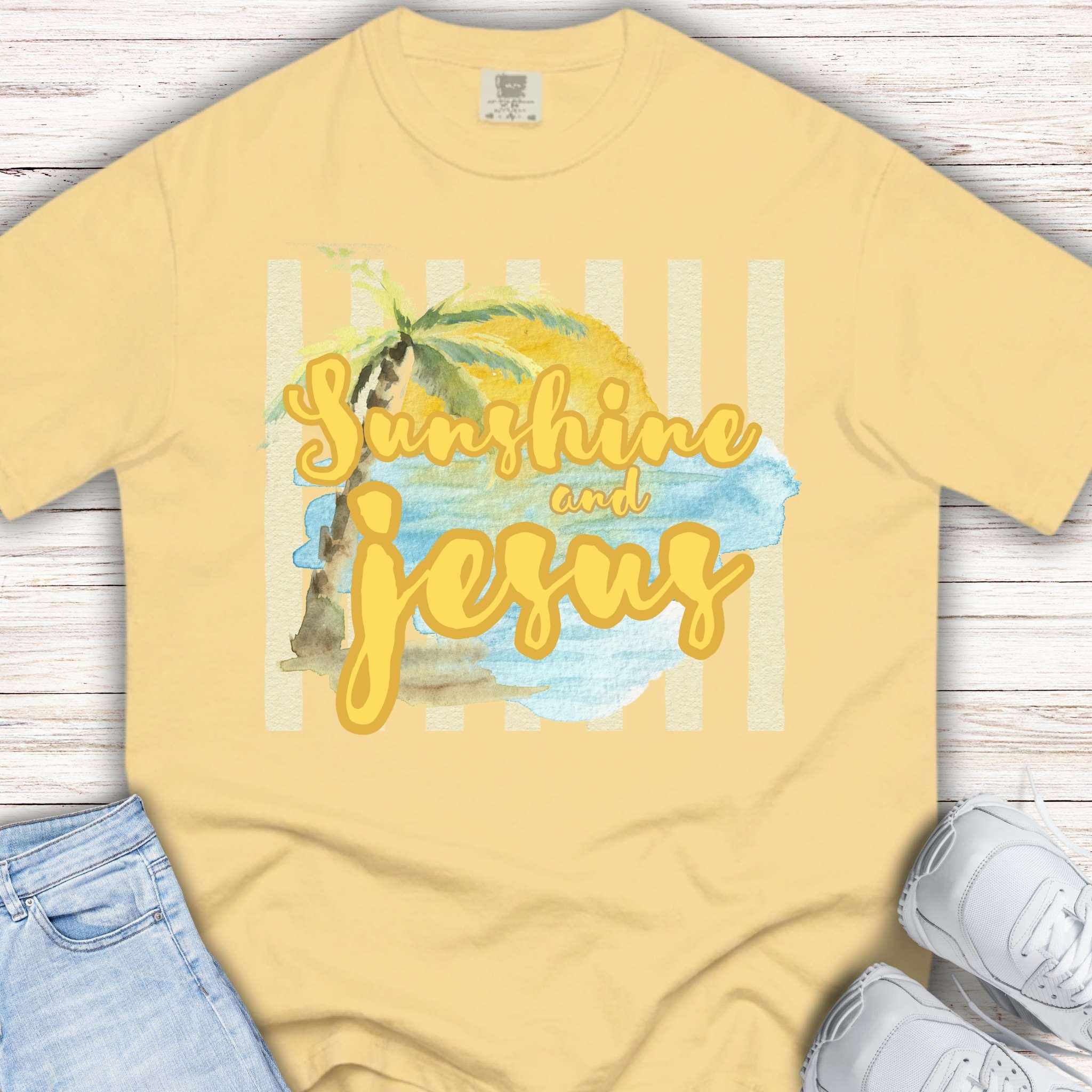 Youth Tee — "Sunshine and Jesus" Palm Beach Christian Graphic Shirt