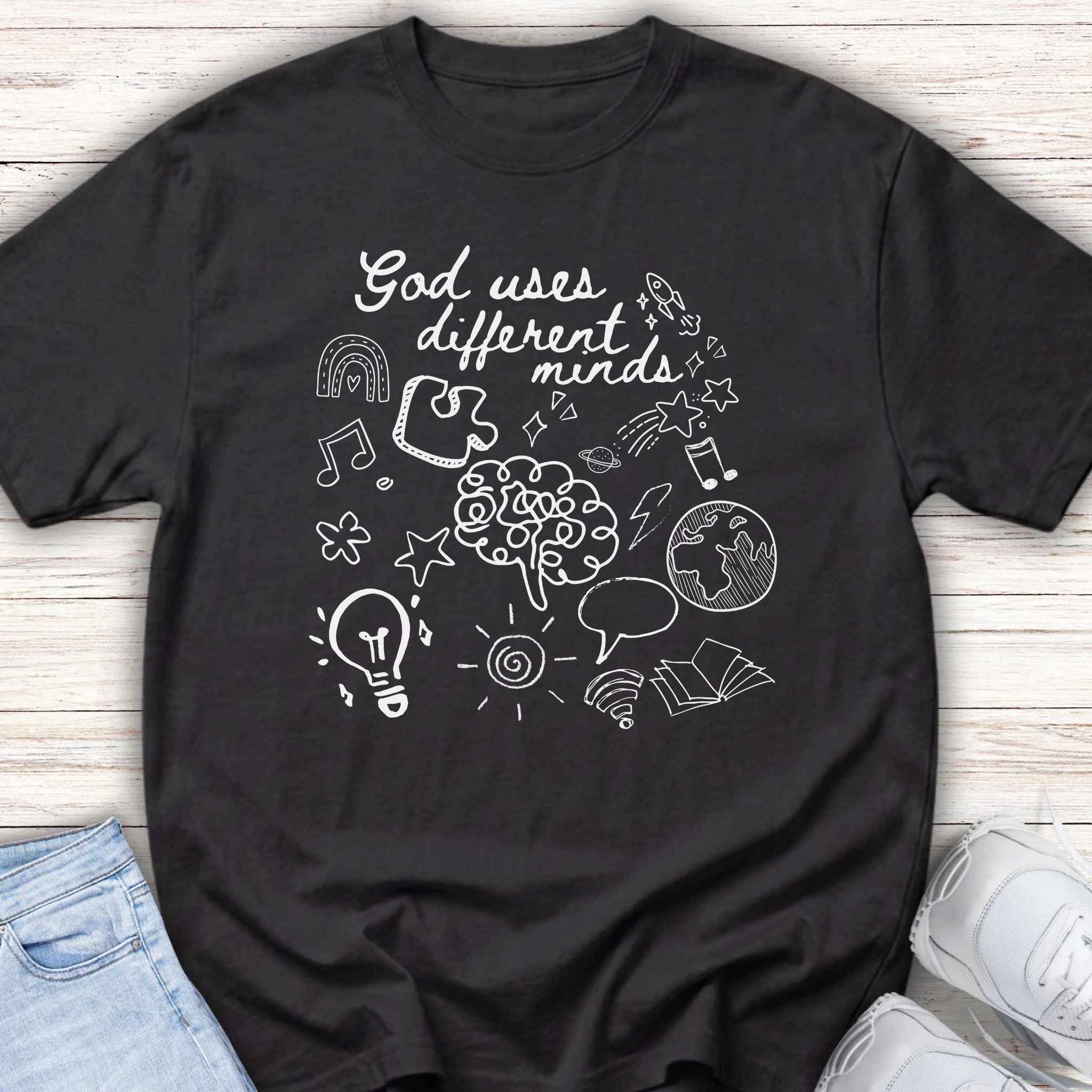 Youth Tee — "God Uses Different Minds" Inspirational Faith Kids T‑Shirt