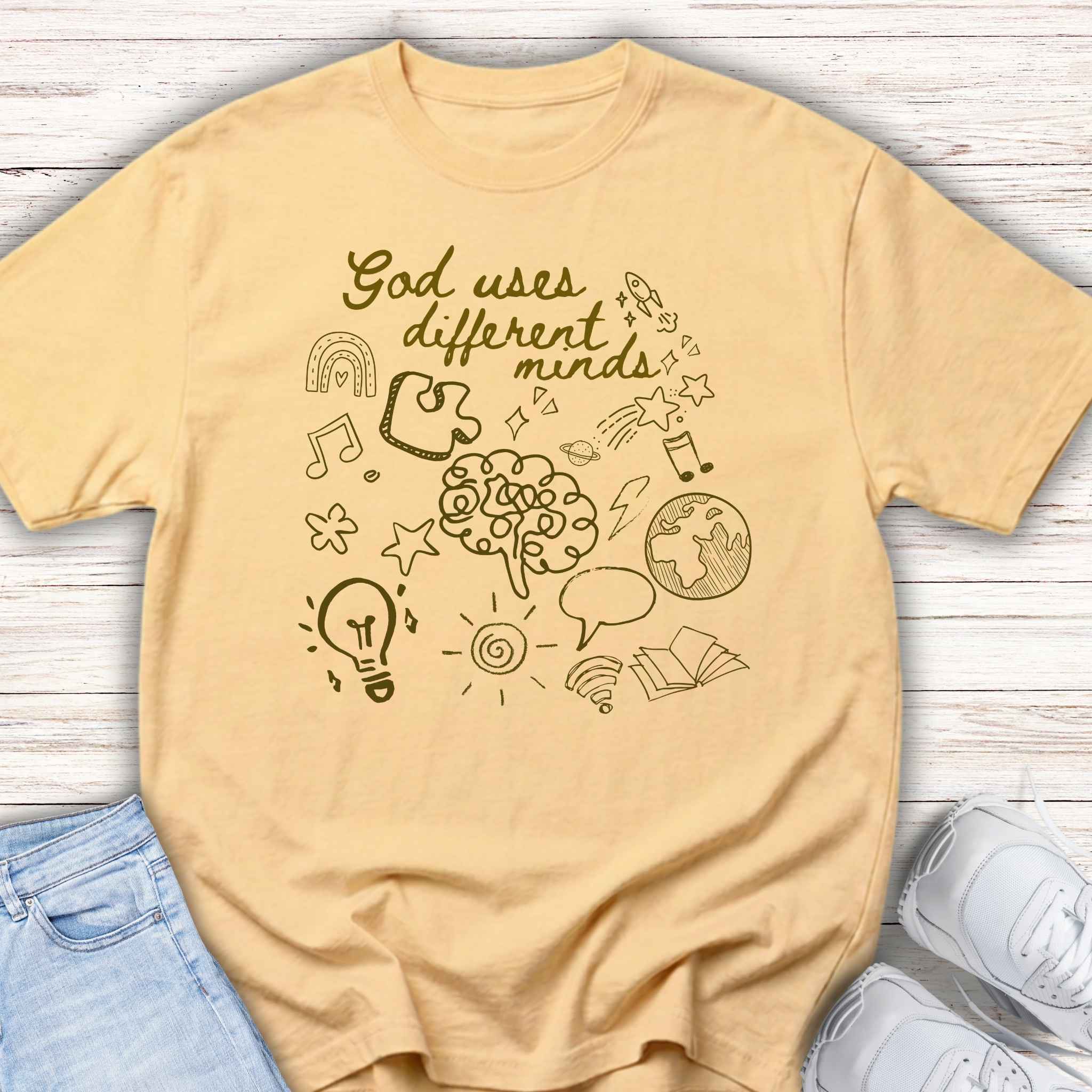 Youth Tee — "God Uses Different Minds" Inspirational Faith Kids T‑Shirt