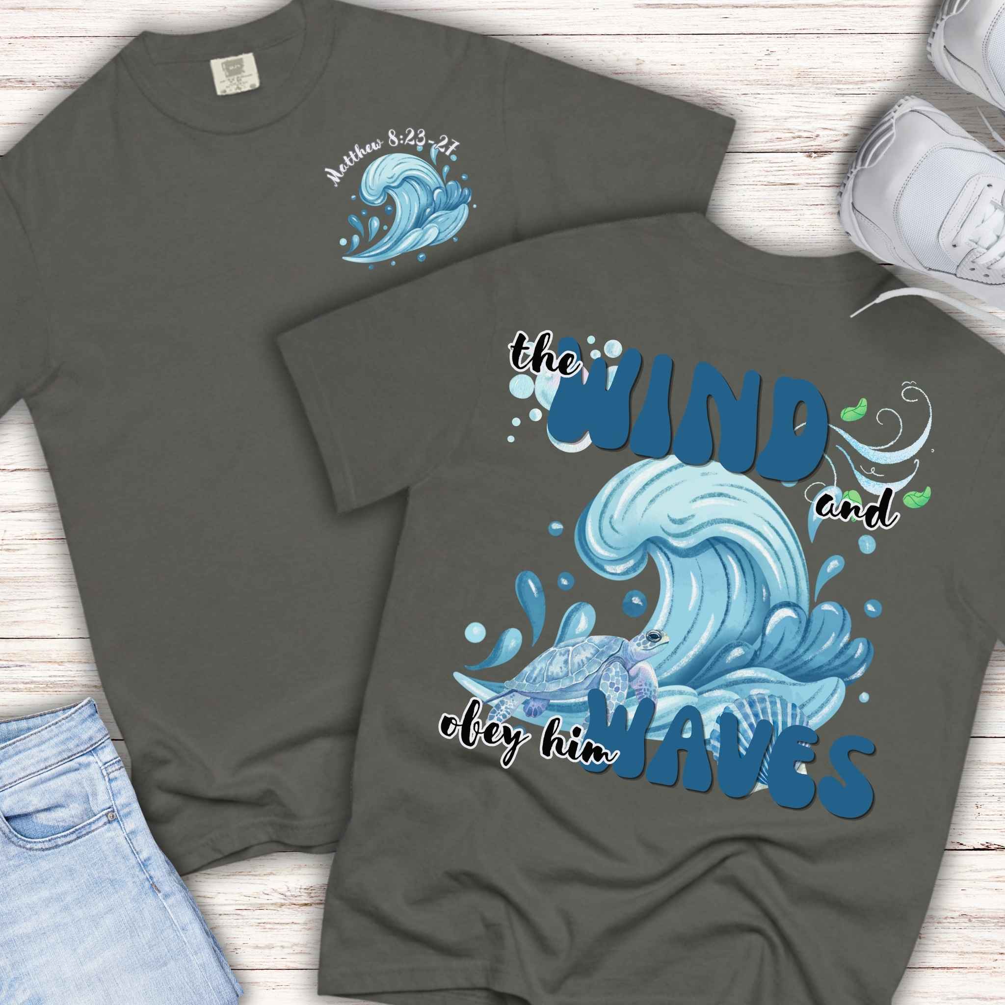 Youth Tee — "The Wind and Waves" Surf Wave Graphic Shirt (Kids Coastal Summer Tee)