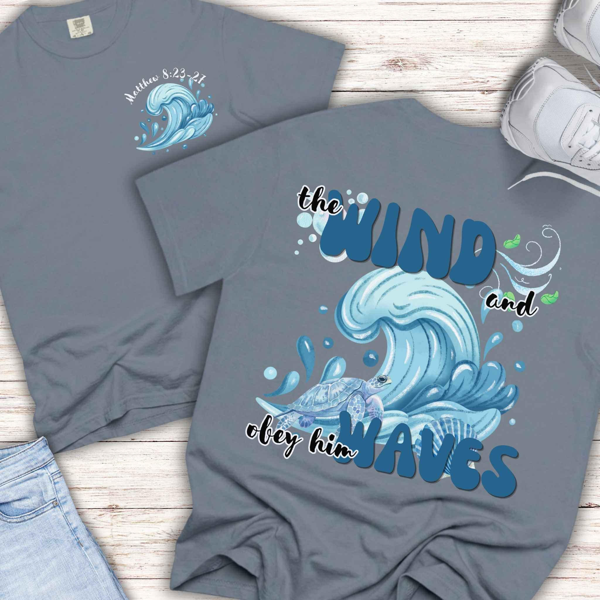 Youth Tee — "The Wind and Waves" Surf Wave Graphic Shirt (Kids Coastal Summer Tee)