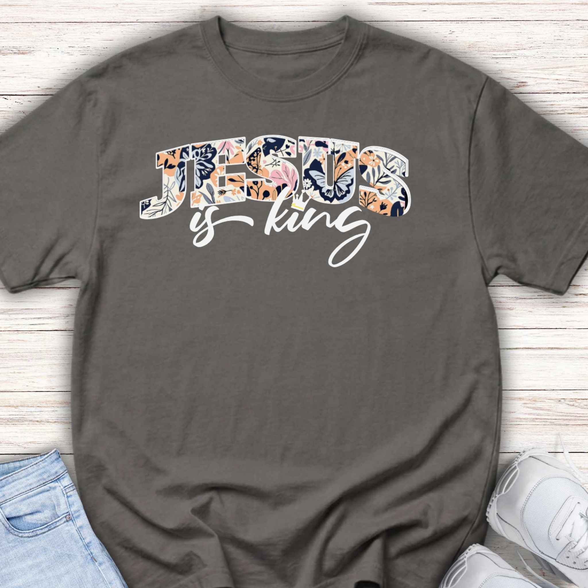 Youth Tee — Floral Jesus is King Tee