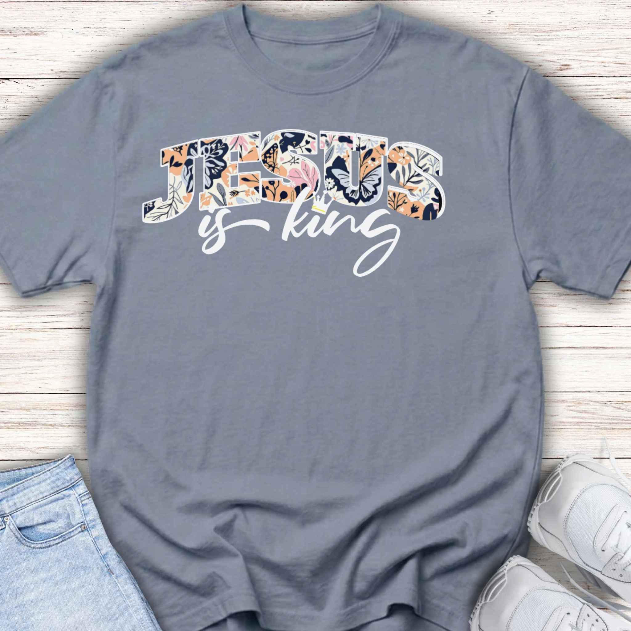 Youth Tee — Floral Jesus is King Tee