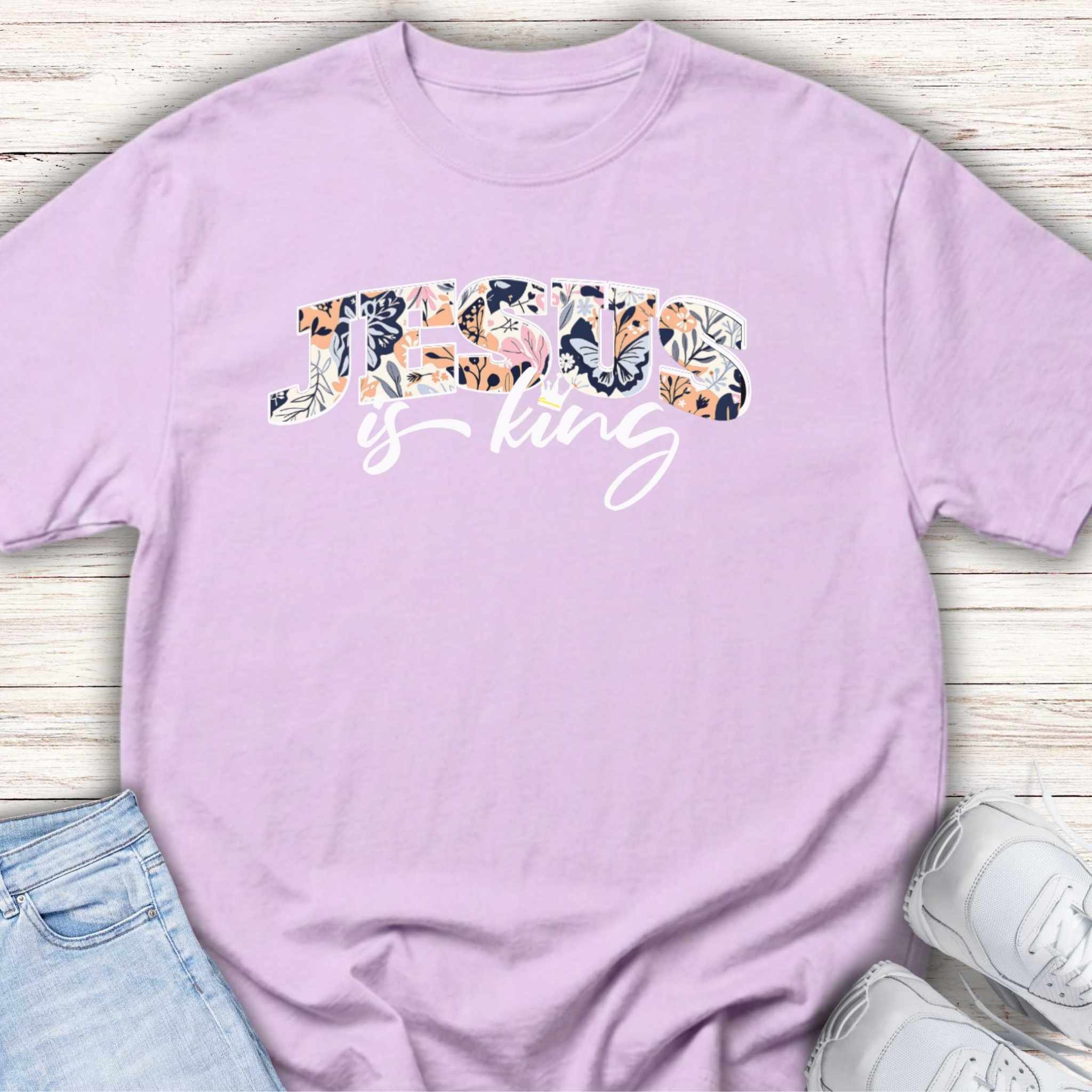 Youth Tee — Floral Jesus is King Tee
