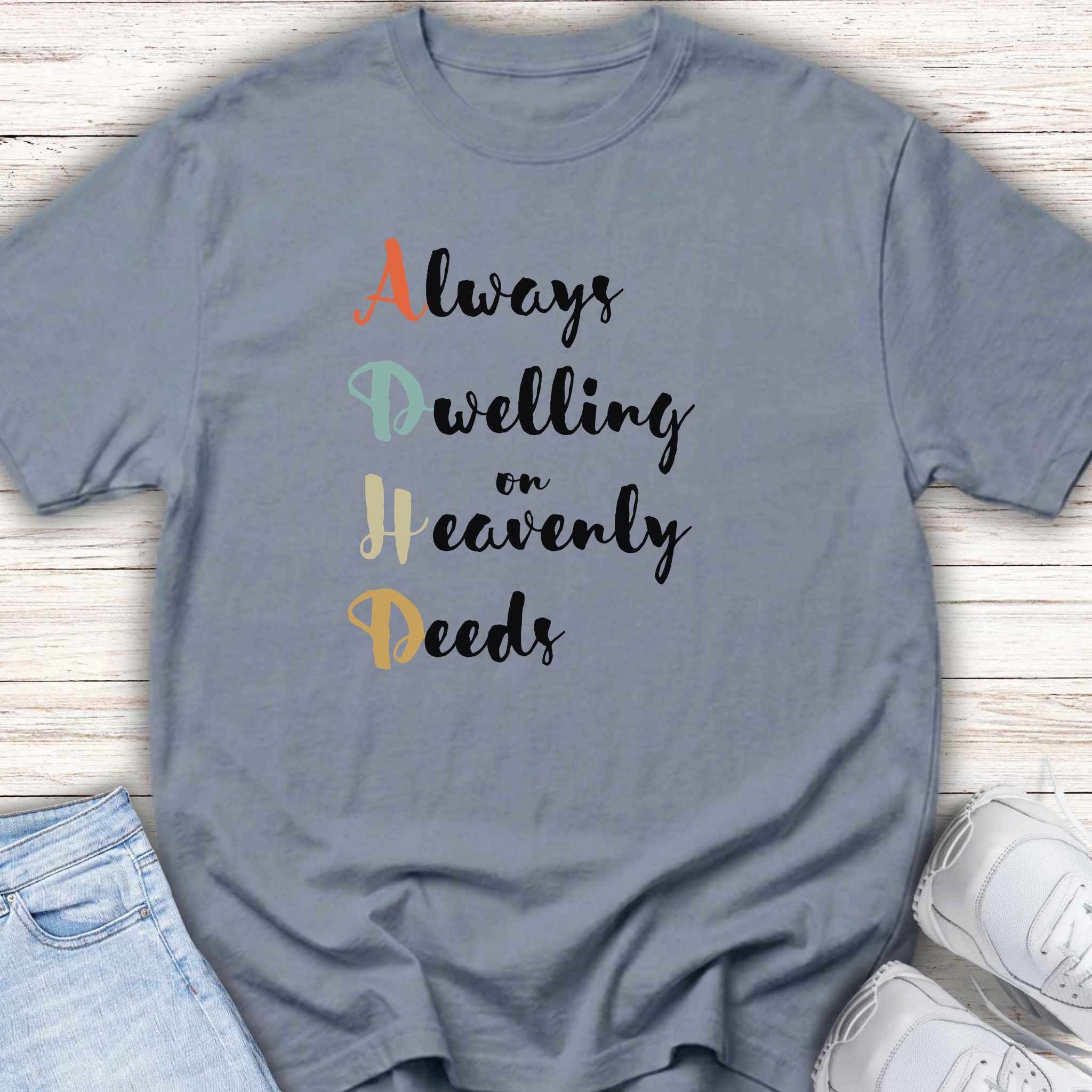 Youth Tee — "Always Dwelling on Heavenly Deeds" Inspirational Kids Shirt