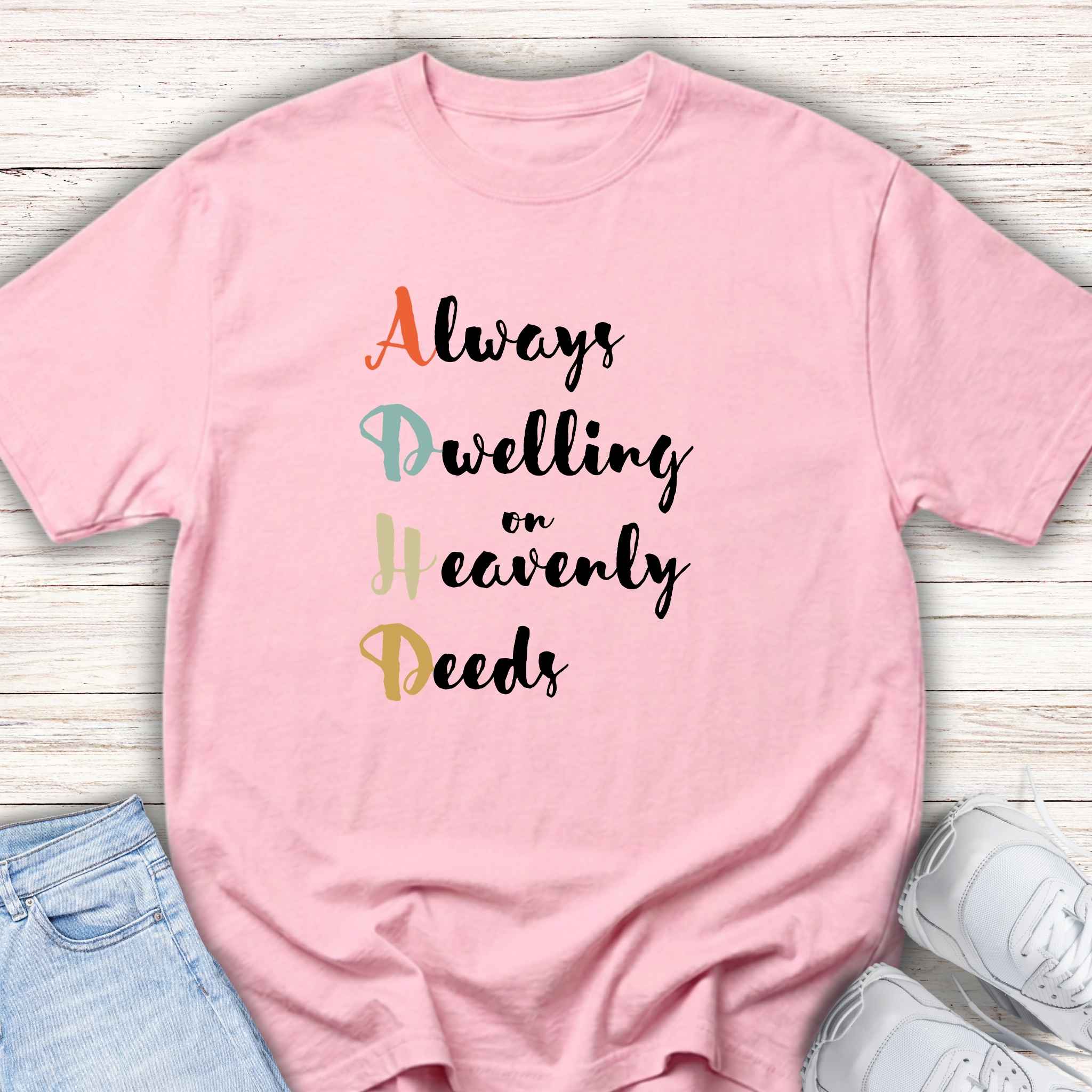 Youth Tee — "Always Dwelling on Heavenly Deeds" Inspirational Kids Shirt