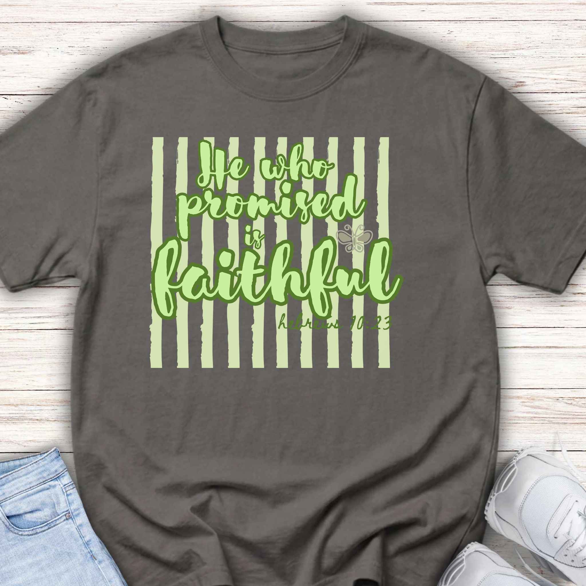 Youth Tee — "He Who Promised Is Faithful" Christian Kids Shirt
