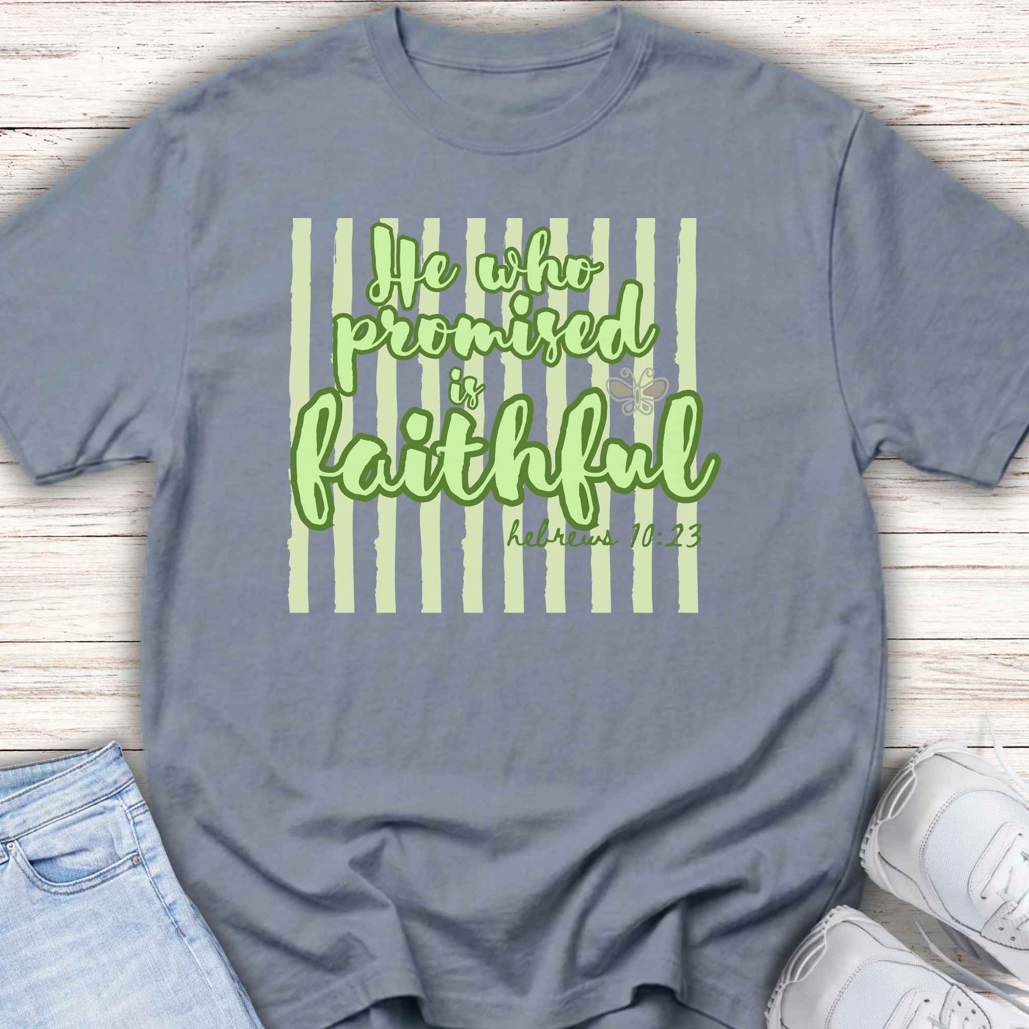 Youth Tee — "He Who Promised Is Faithful" Christian Kids Shirt