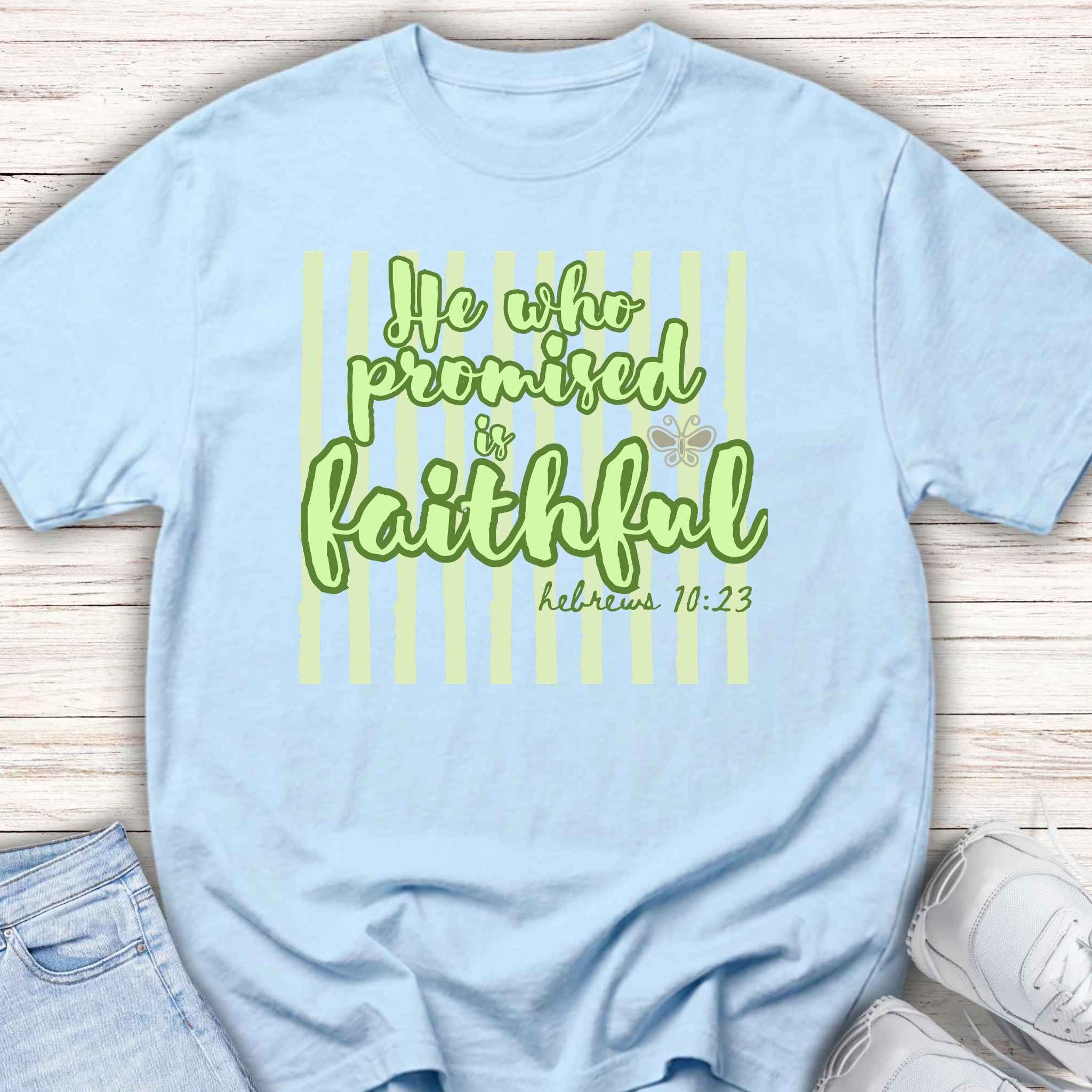 Youth Tee — "He Who Promised Is Faithful" Christian Kids Shirt