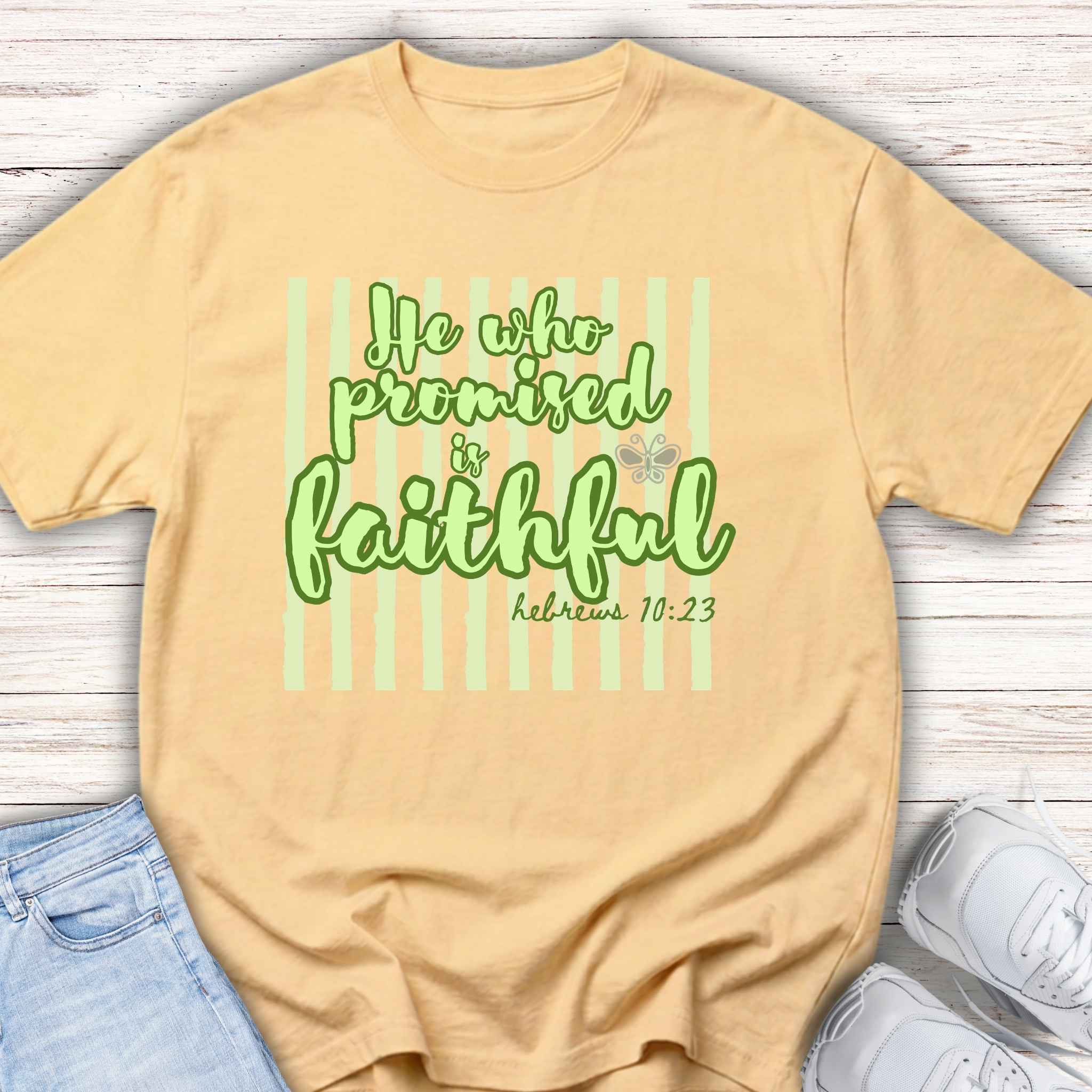 Youth Tee — "He Who Promised Is Faithful" Christian Kids Shirt