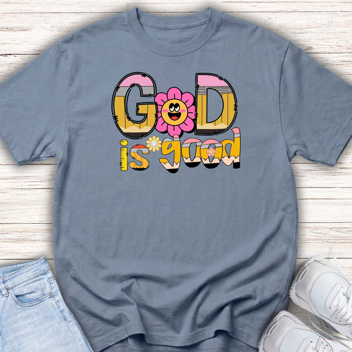 Youth Tee — "God Is Good" Retro alphabet Graphic