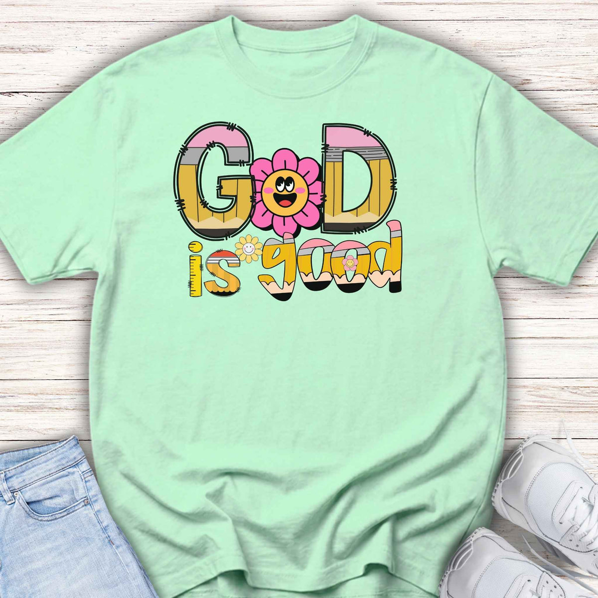 Youth Tee — "God Is Good" Retro alphabet Graphic