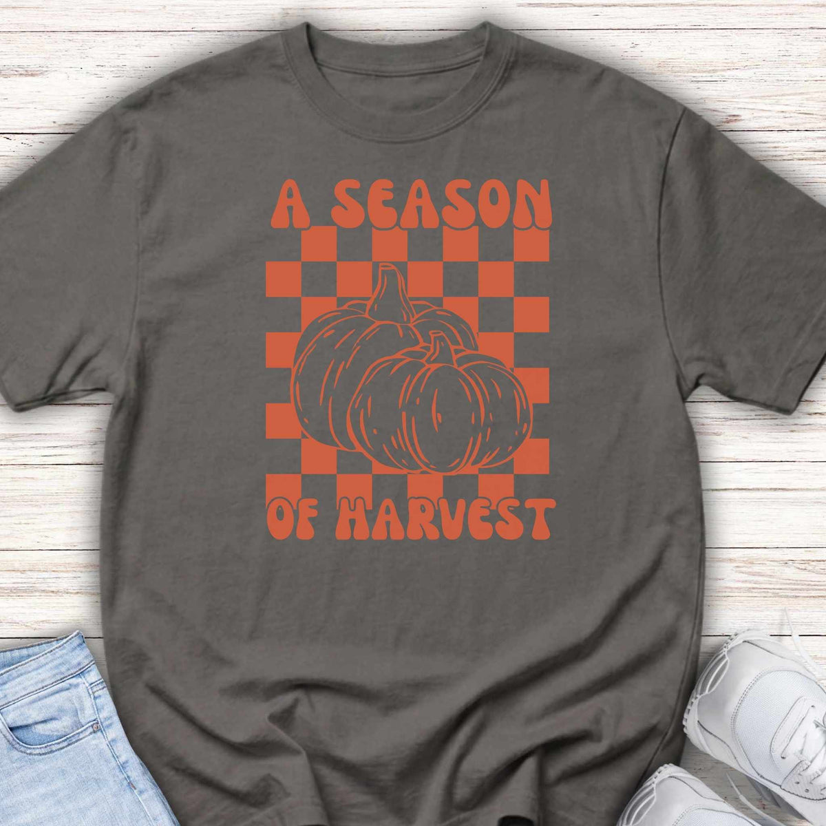 Youth Tee — "A Season of Harvest" Pumpkin Fall Graphic Shirt
