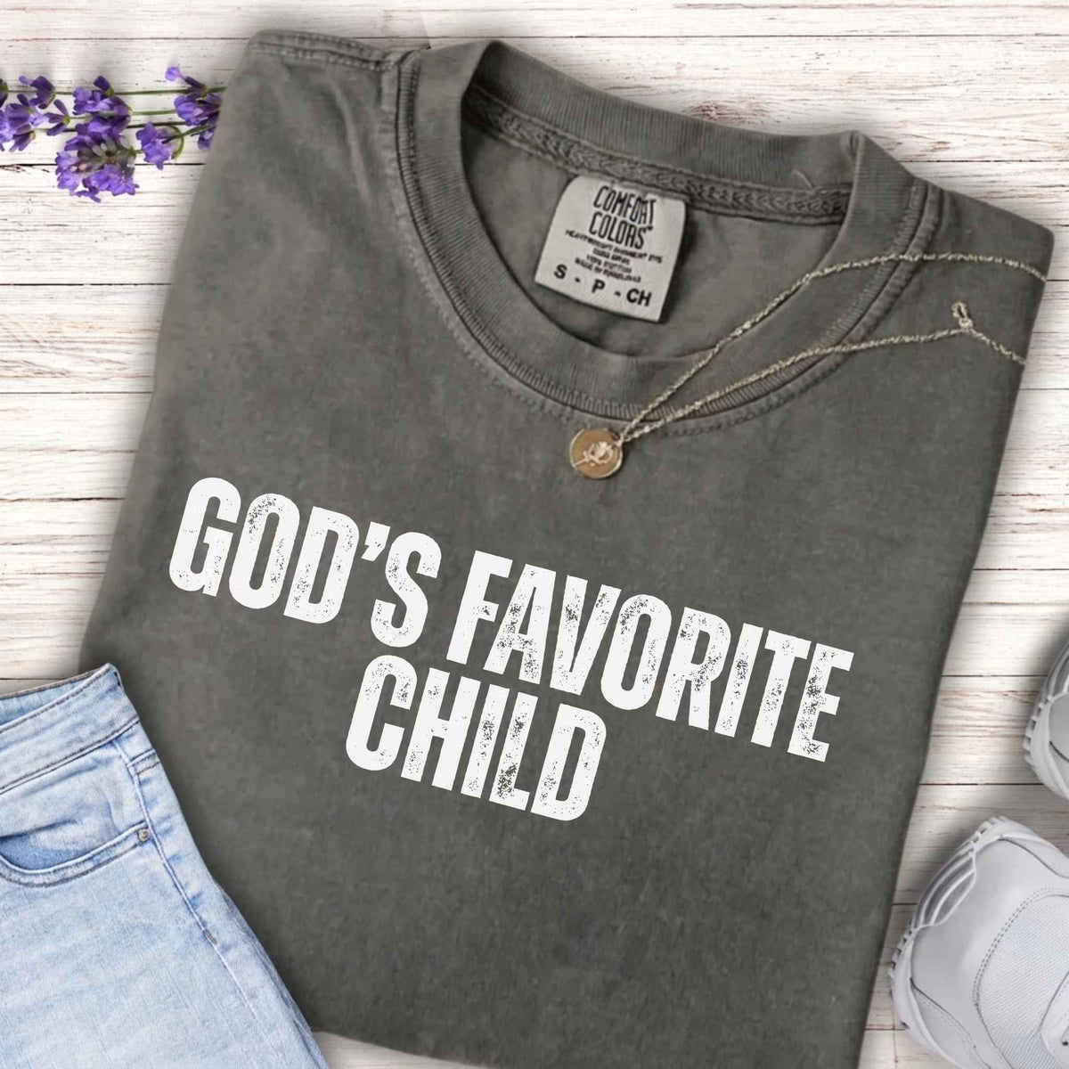 Youth T-Shirt "God's Favorite Child" – Faith-Based Kids Tee, Christian Message Gift