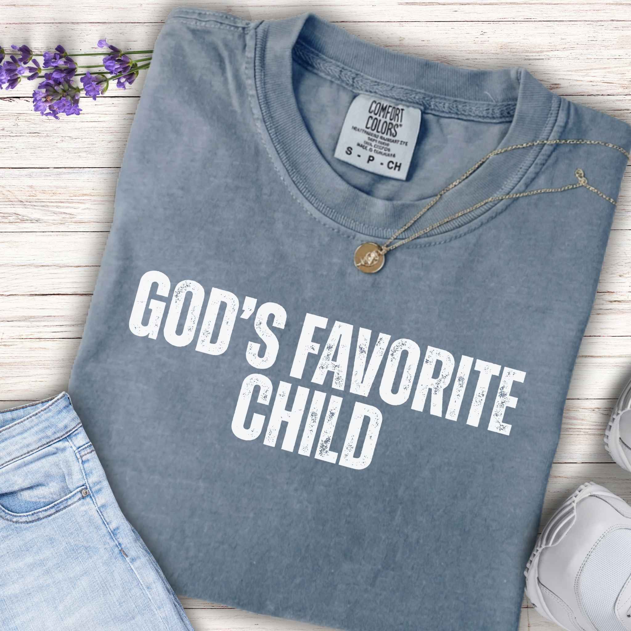 Youth T-Shirt "God's Favorite Child" – Faith-Based Kids Tee, Christian Message Gift