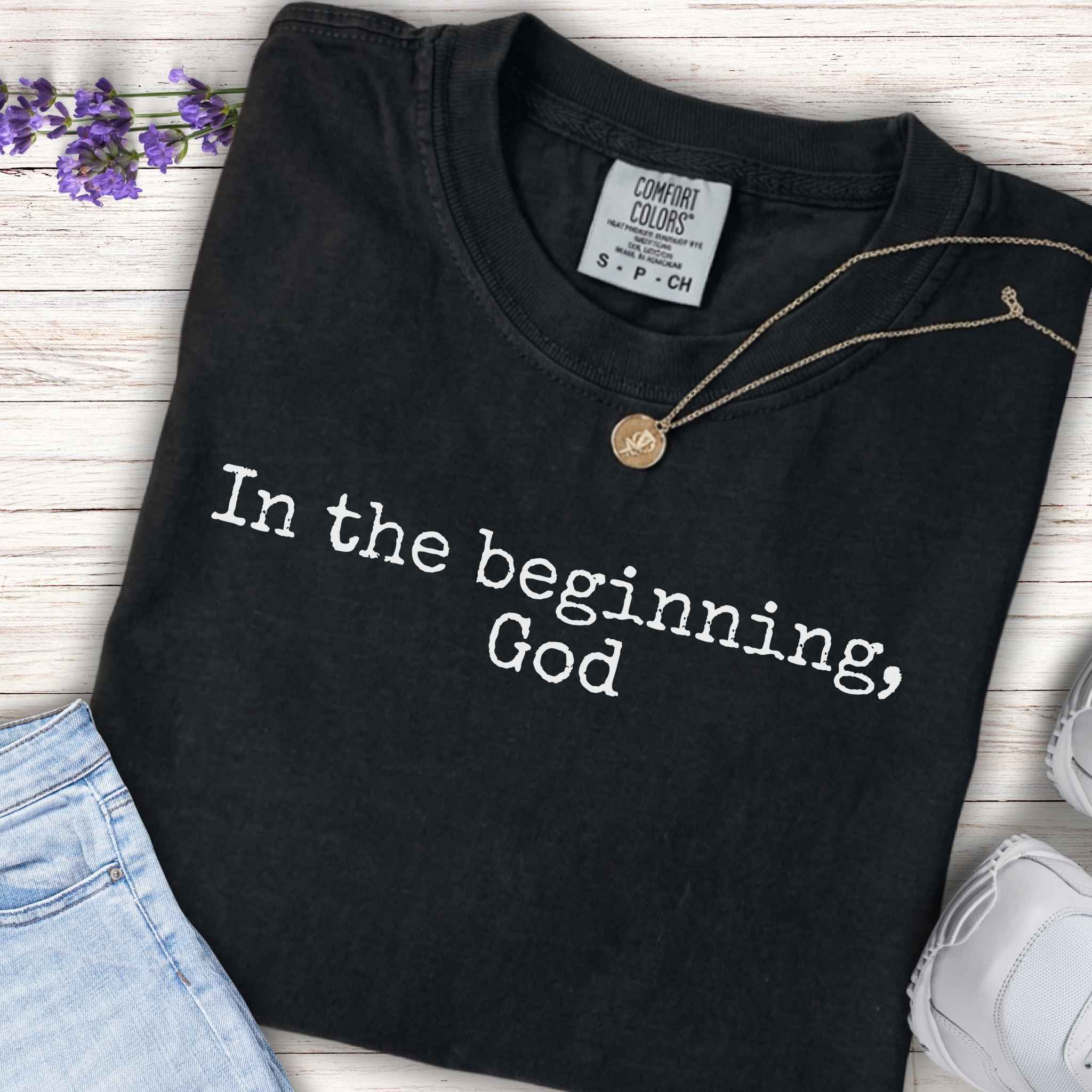 Youth Tee "In the beginning, God" — Christian Kids Scripture Shirt