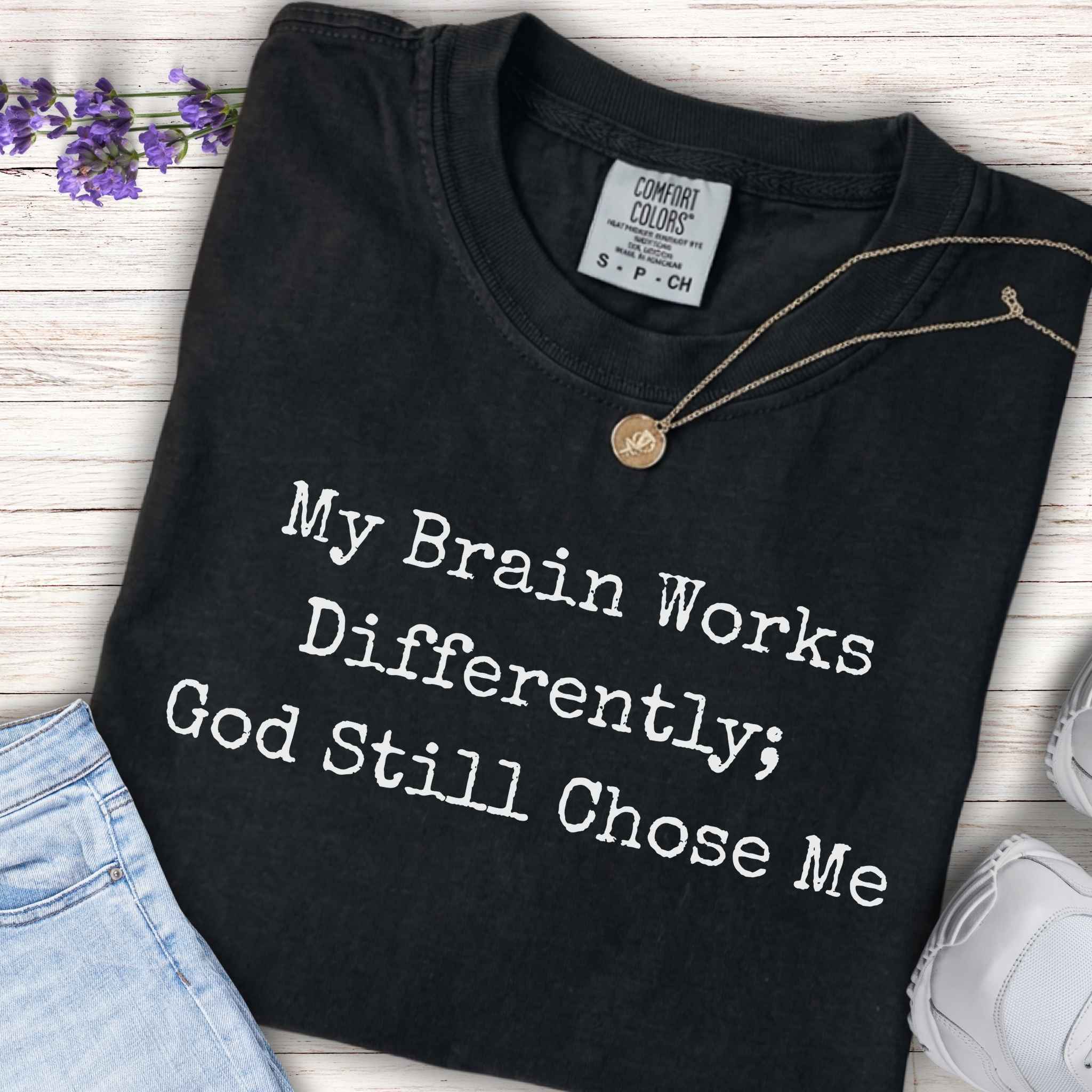 Youth Tee — "My Brain Works Differently; God Still Chose Me" Inspirational Christian Shirt