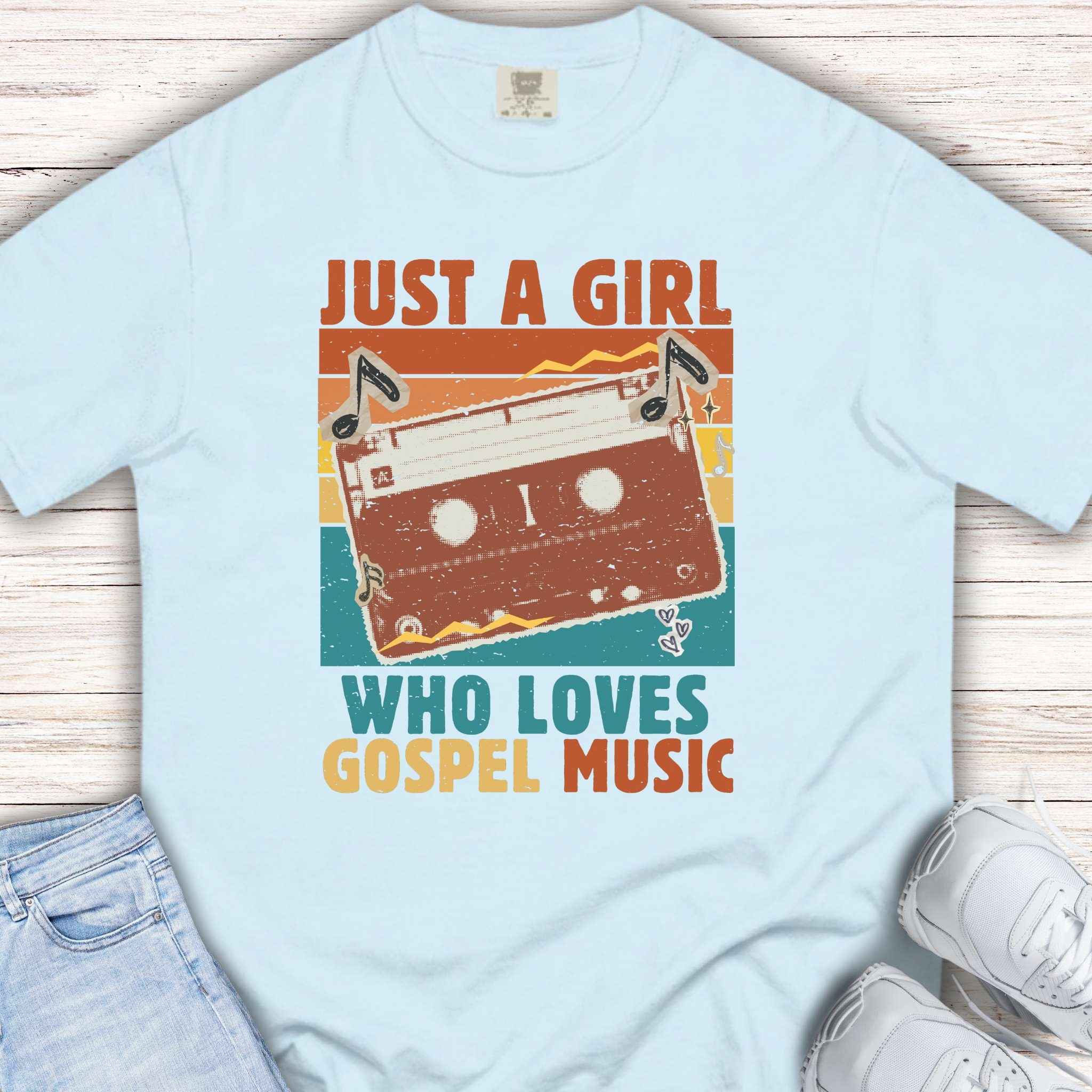 Youth Tee — "Just a Girl Who Loves Gospel Music" Retro Cassette Shirt
