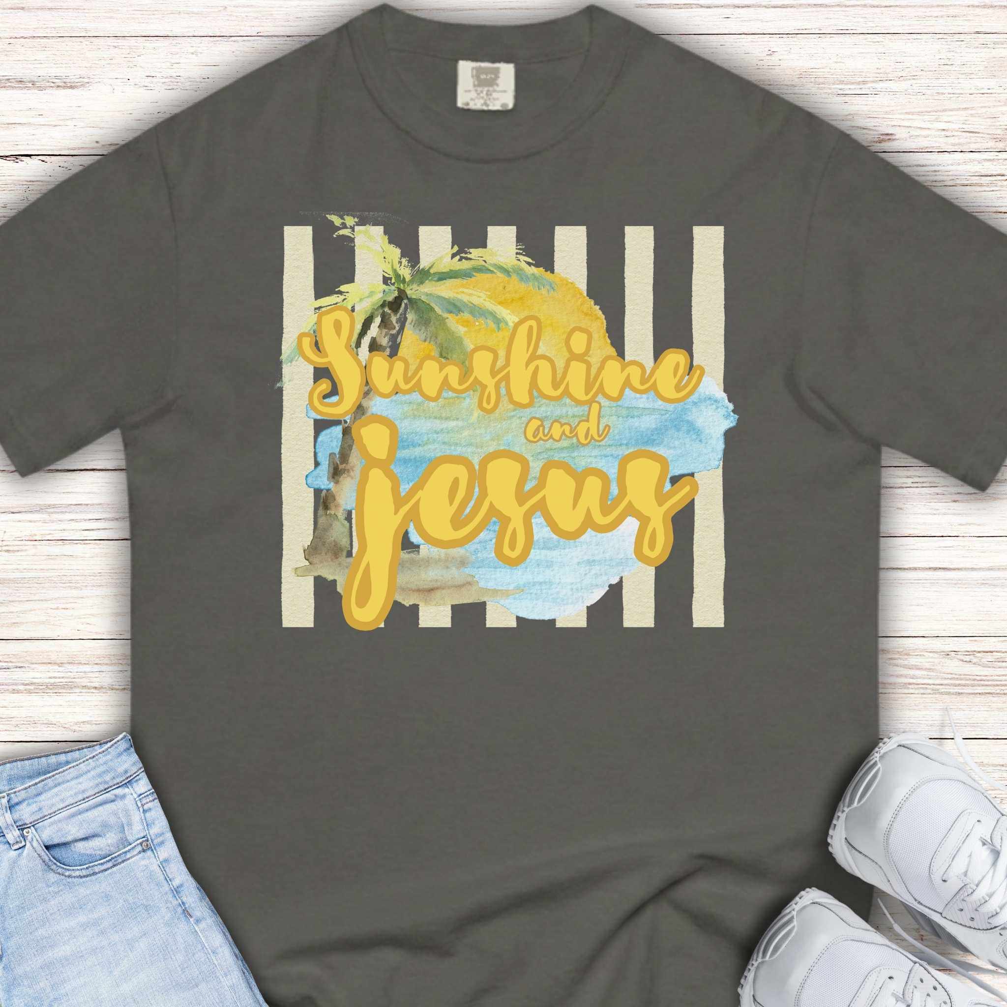 Youth Tee — "Sunshine and Jesus" Palm Beach Christian Graphic Shirt