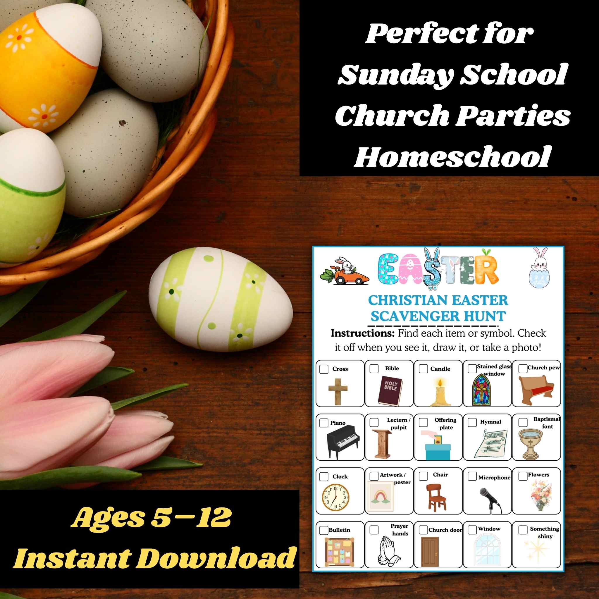Christian Easter Games Bundle for Kids | Printable Bible Easter Activities | Church Easter Party Games